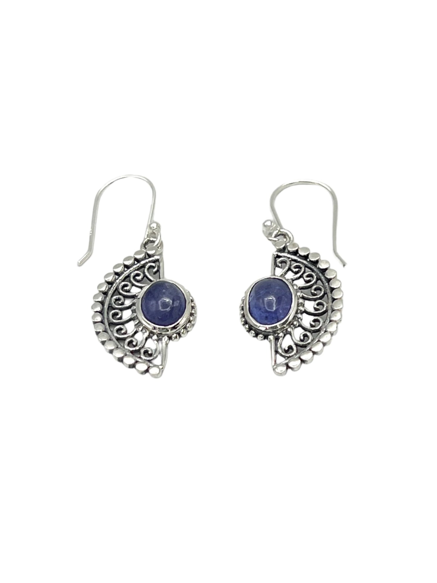 Sterling Silver Tanzanite Fan Earrings
