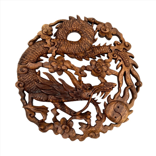 Dragon Yin Yang Panel Carving