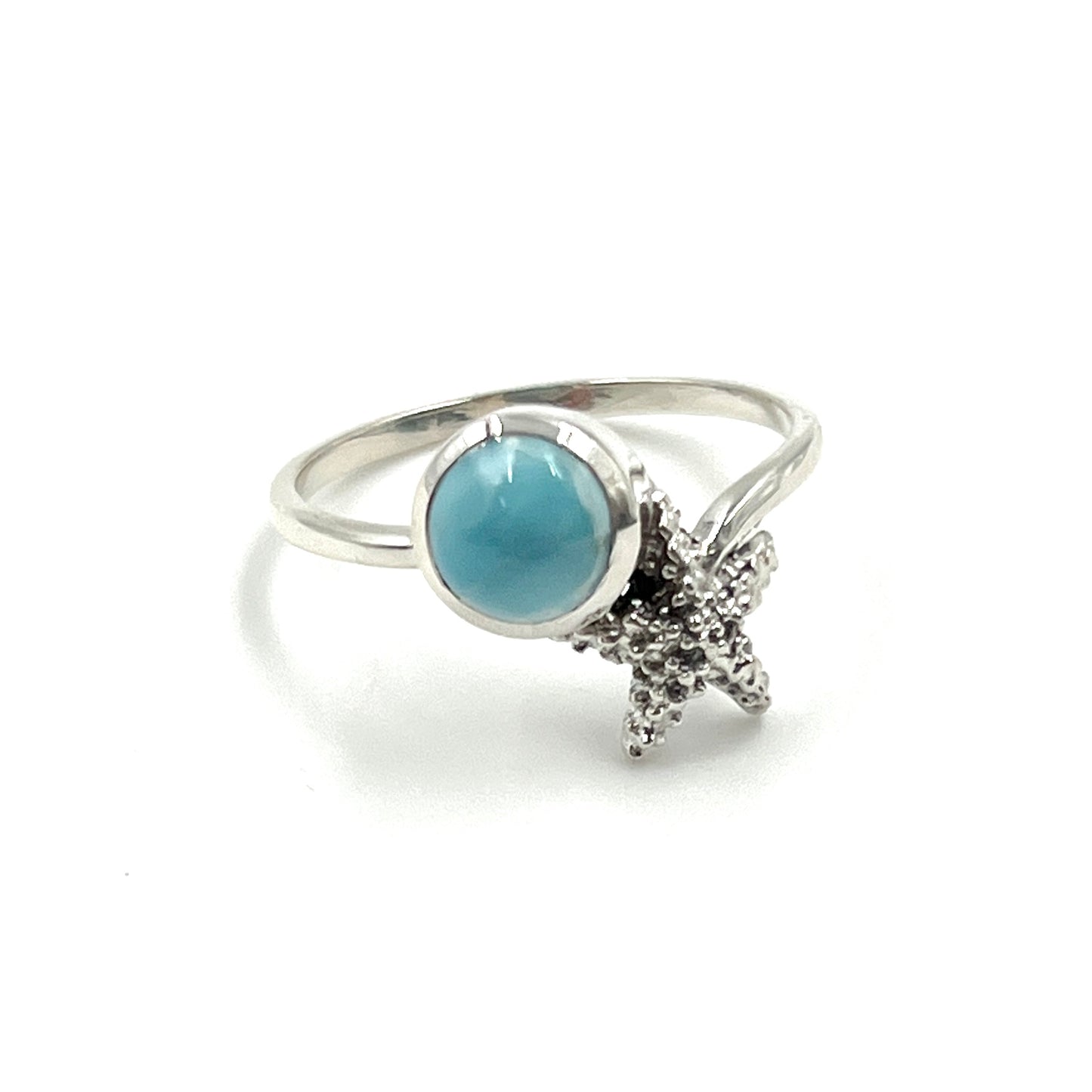 Sterling Silver Larimar Starfish Ring
