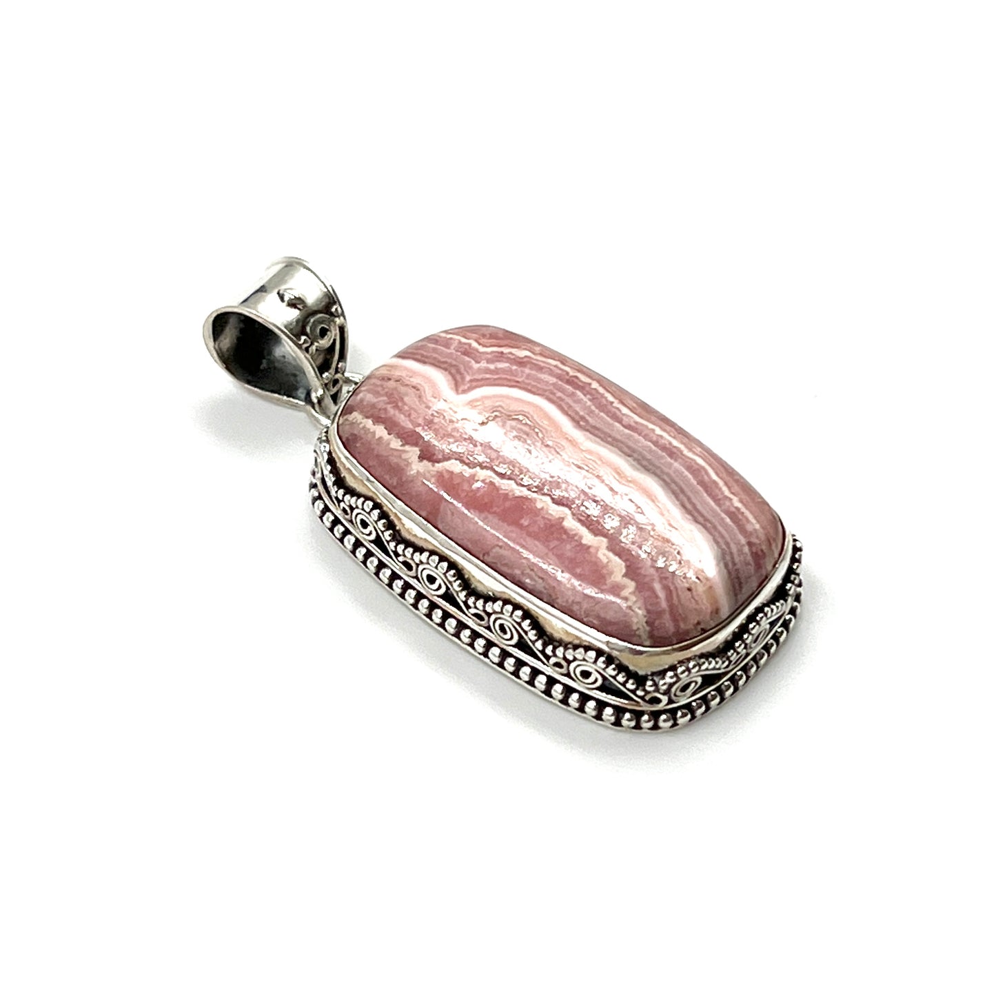 Rhodochrosite Filigree Pendants