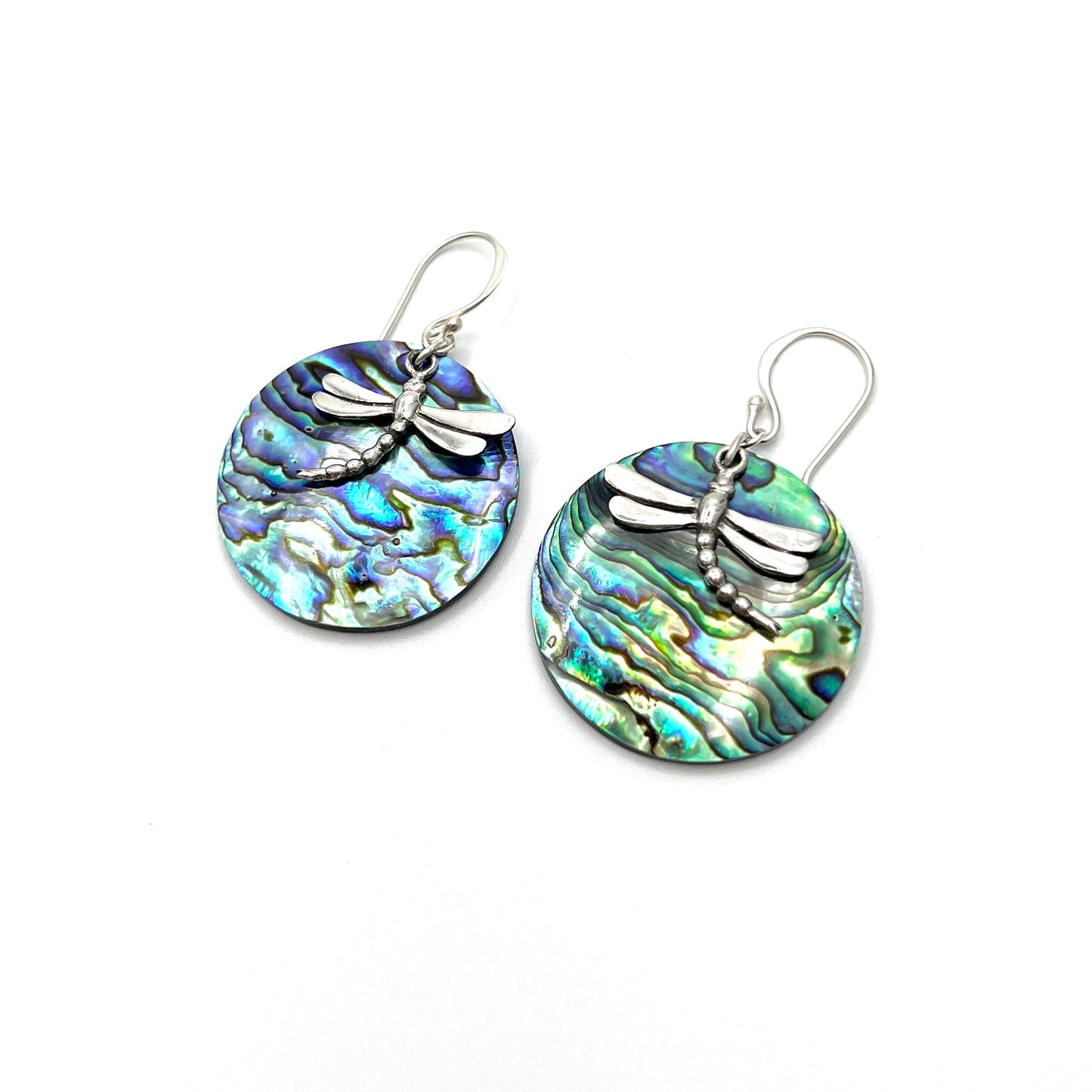Sterling Silver Dragonfly Abalone Earrings