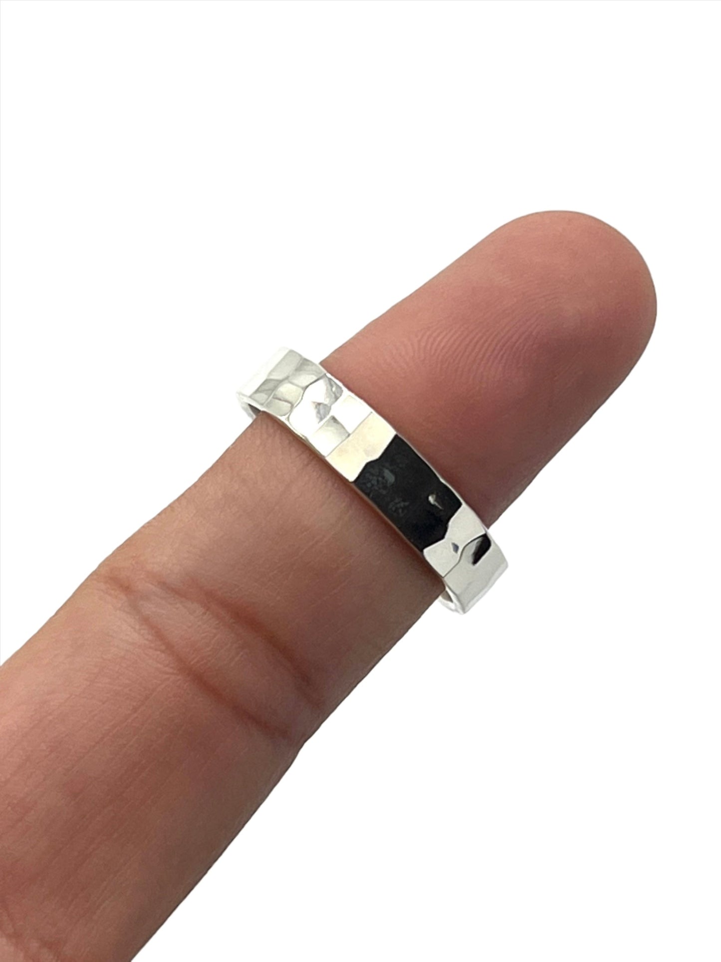 Sterling Silver Flat Hammered Ring