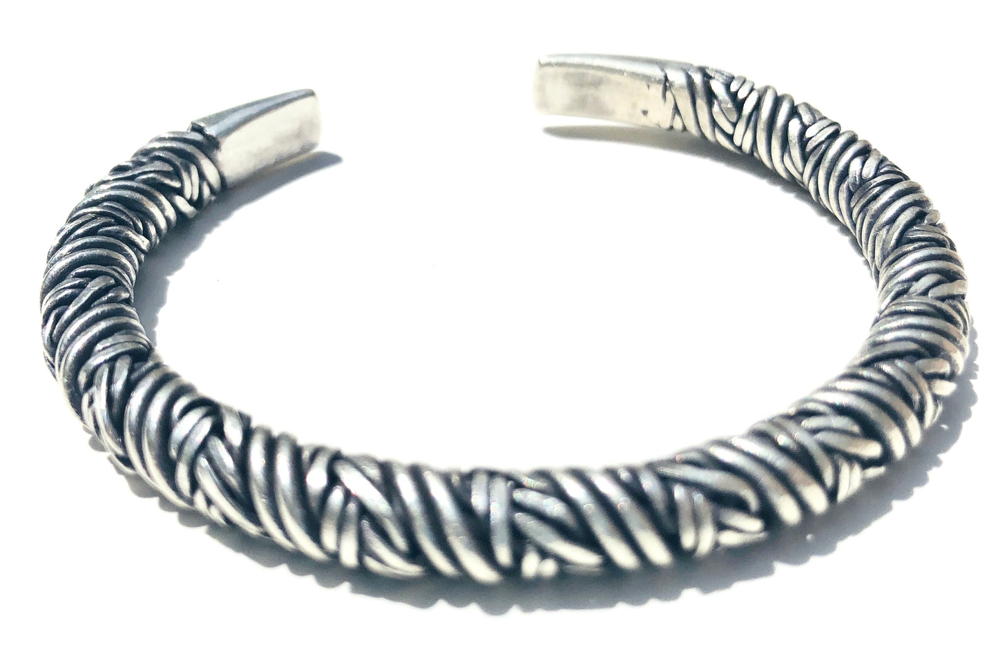 Sterling Silver Hill Tribe Braided round Cuff Bracelet
