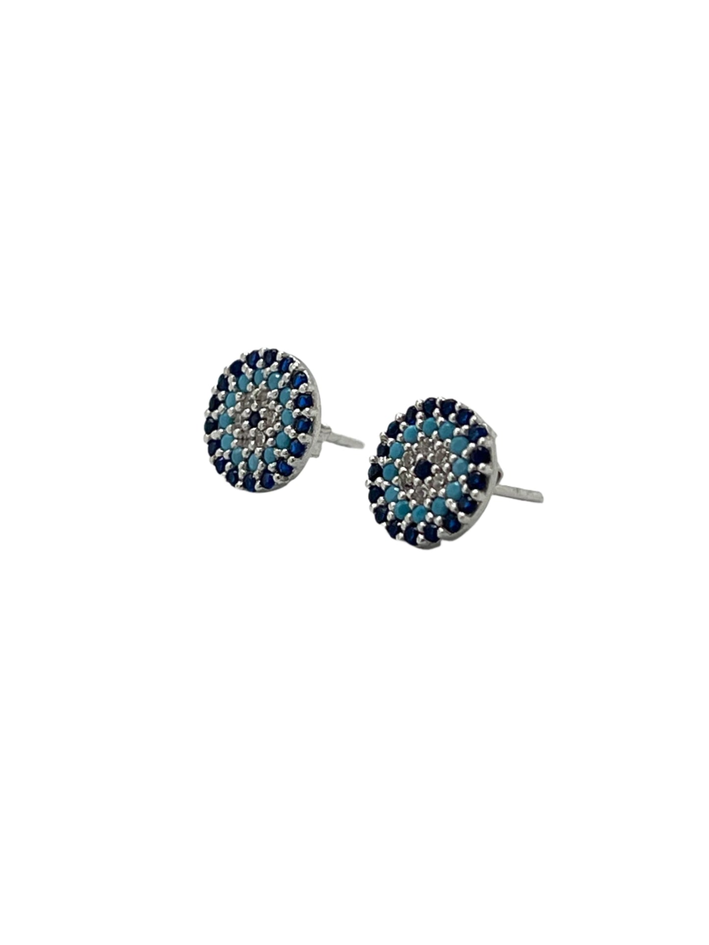 Silver Evil Eye Studs