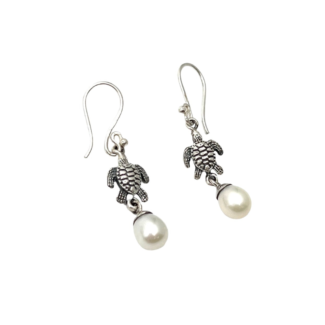 Sterling Silver Seaturtle Pearl Earrings
