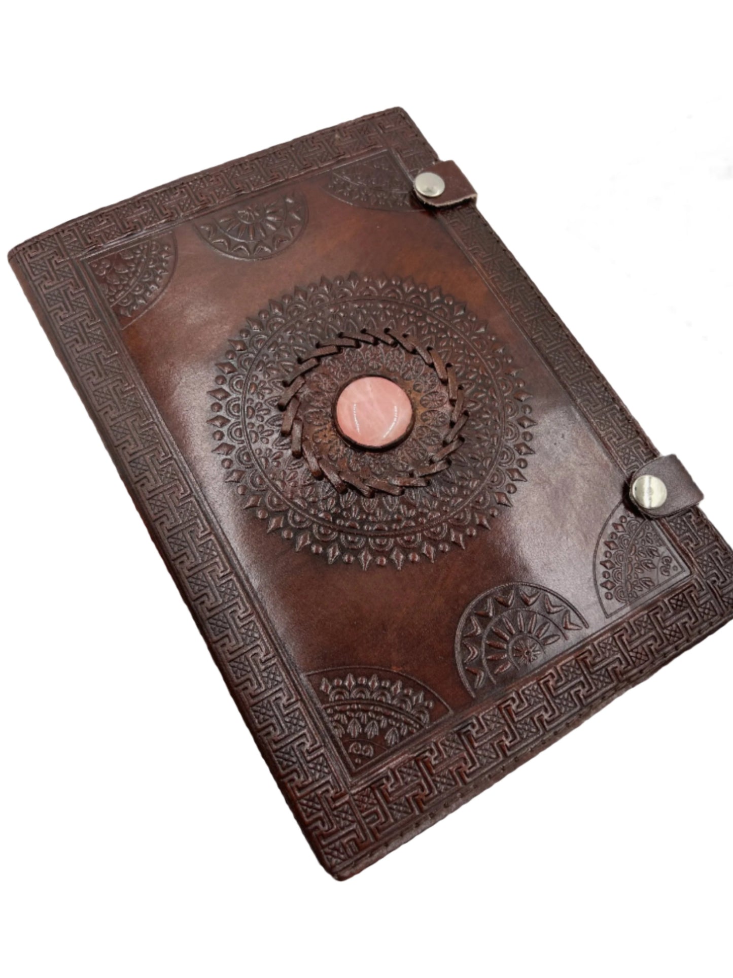 Camel Leather Gemstone Journal | Mandala | 10" x 7" x 1/2"