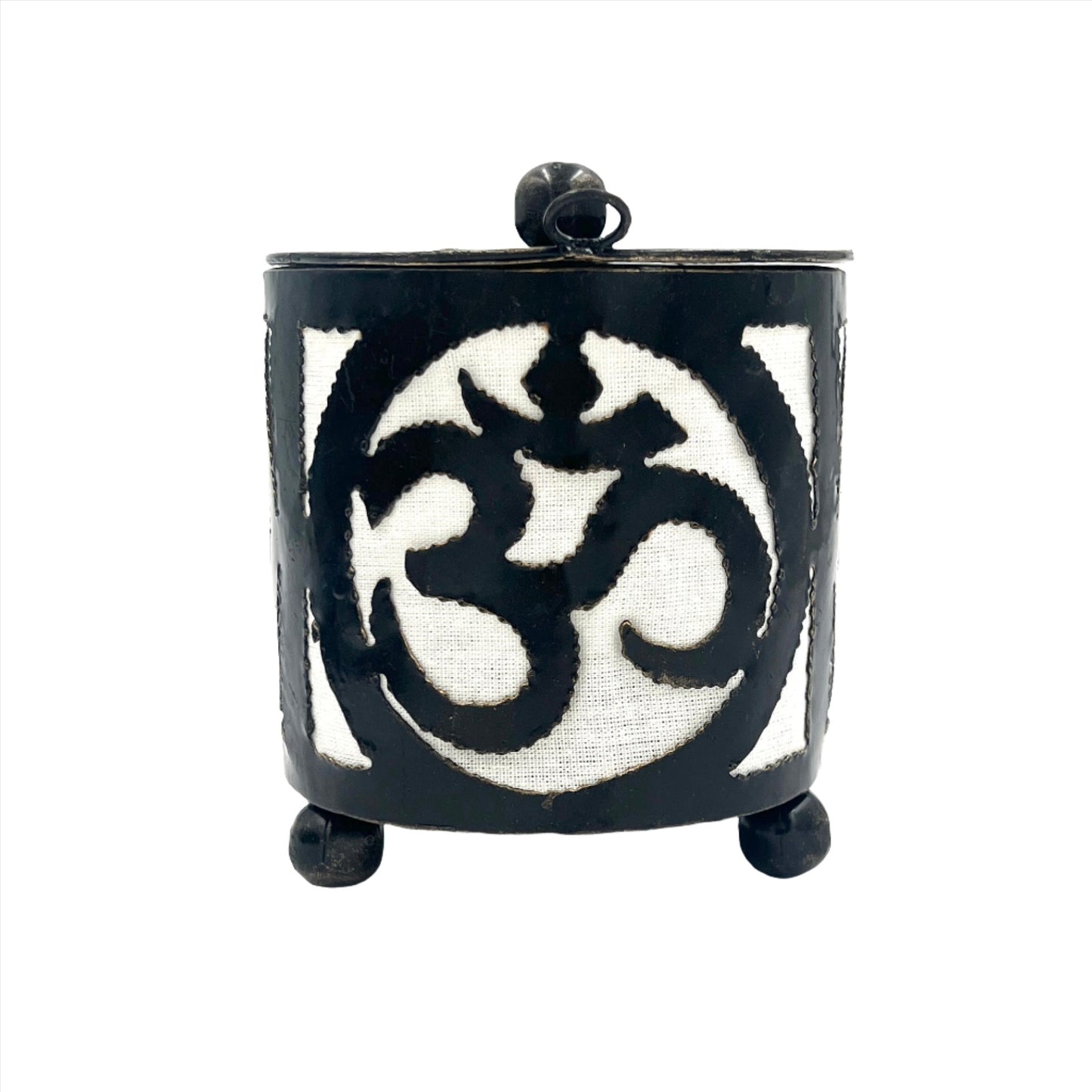 Handcut Om Iron Candle Holders w/ Lid