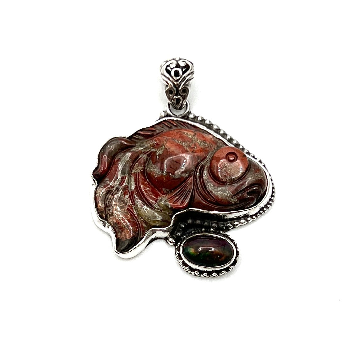 Opal & Jasper Fish Gemstone Pendants