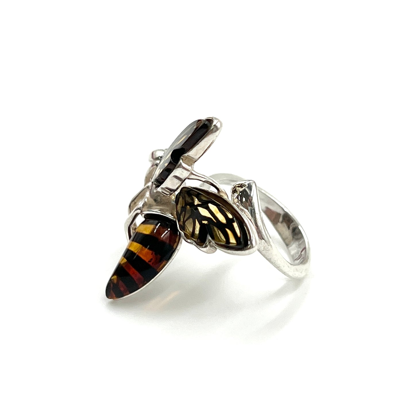 Sterling Silver Amber Queen Bee Ring