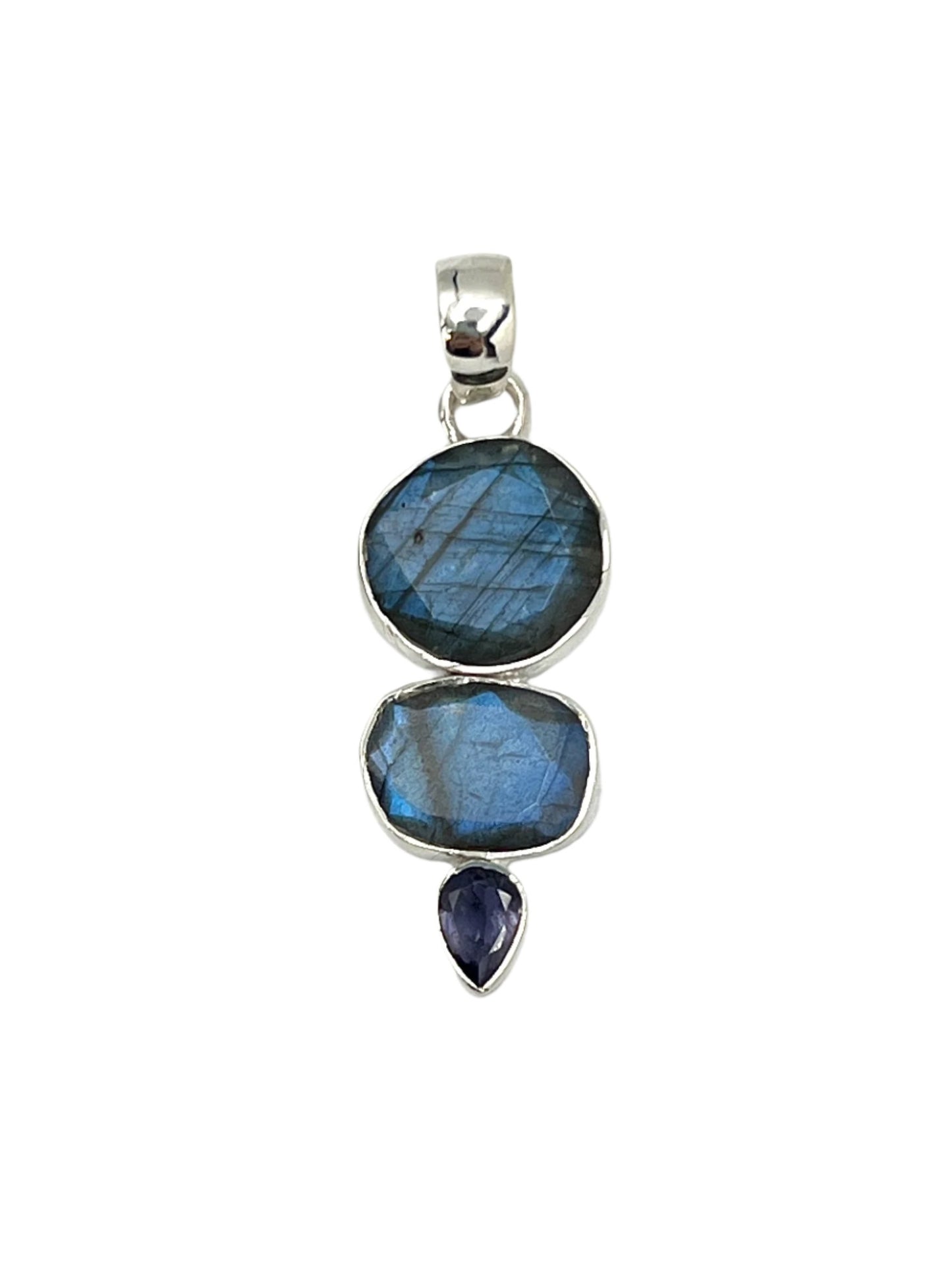 Silver Labradorite Faceted Pendants