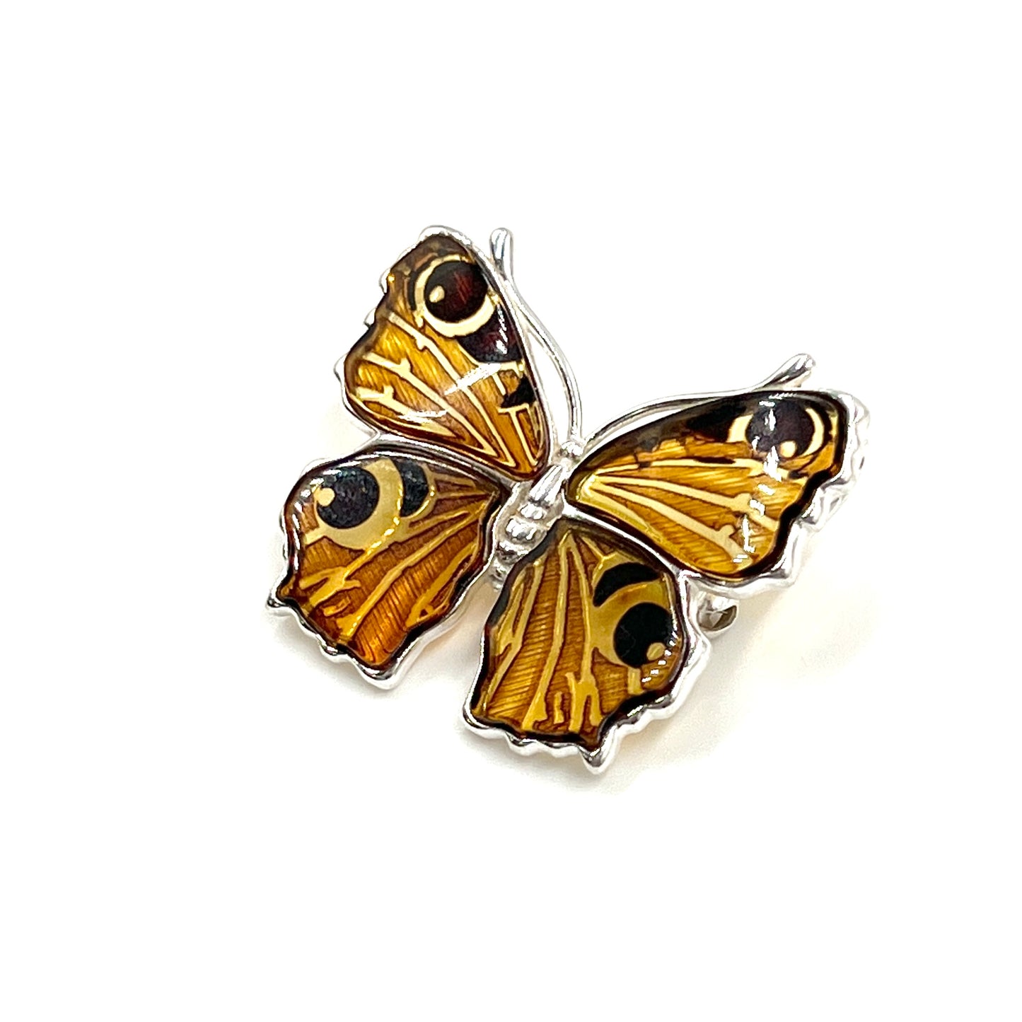 Sterling Silver Amber Butterfly Pendants/Brooch