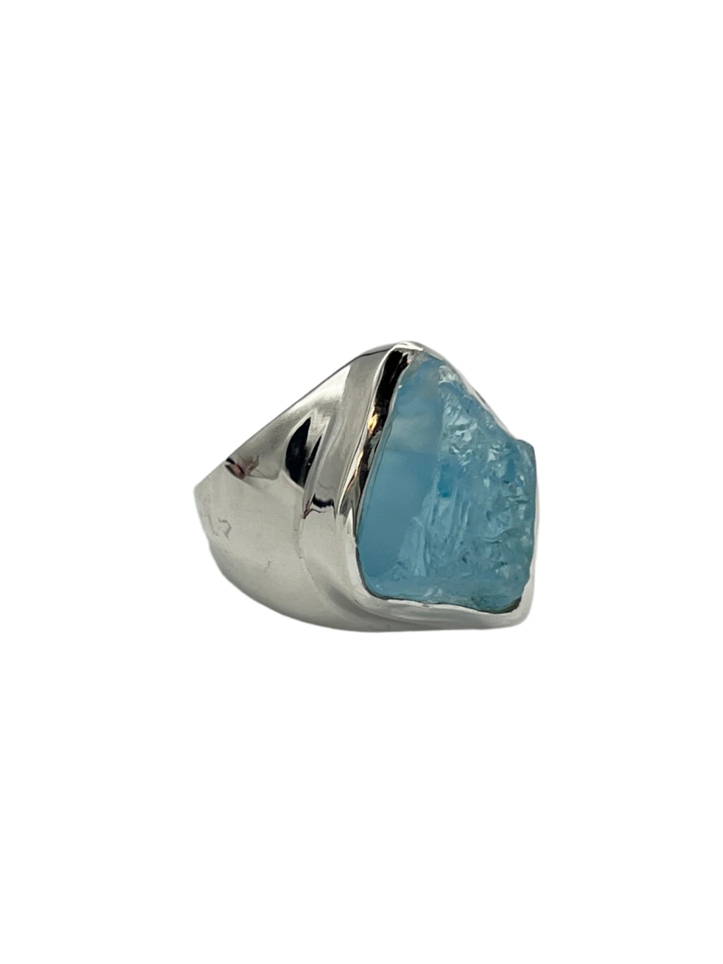 Sterling Silver Raw Blue Topaz Rings