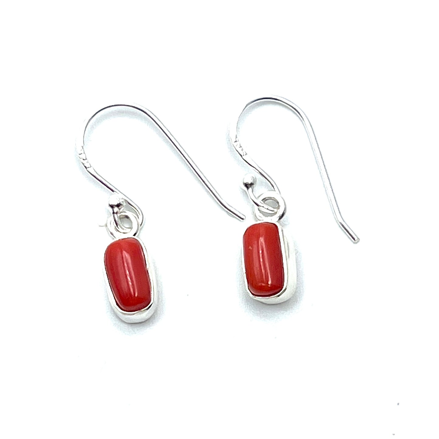 Red Coral Sterling Silver Earrings