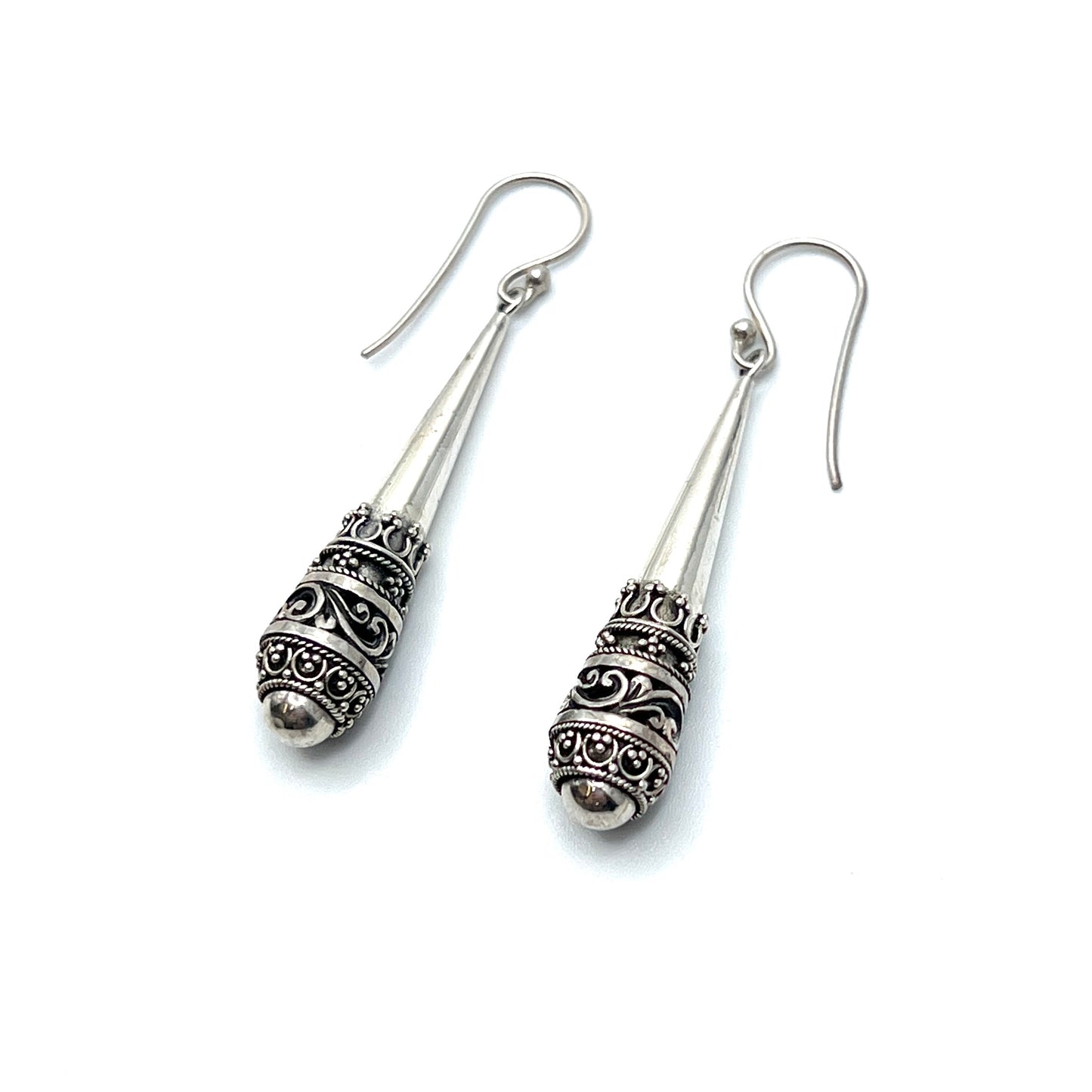 Sterling Silver Crown Drop Earrings