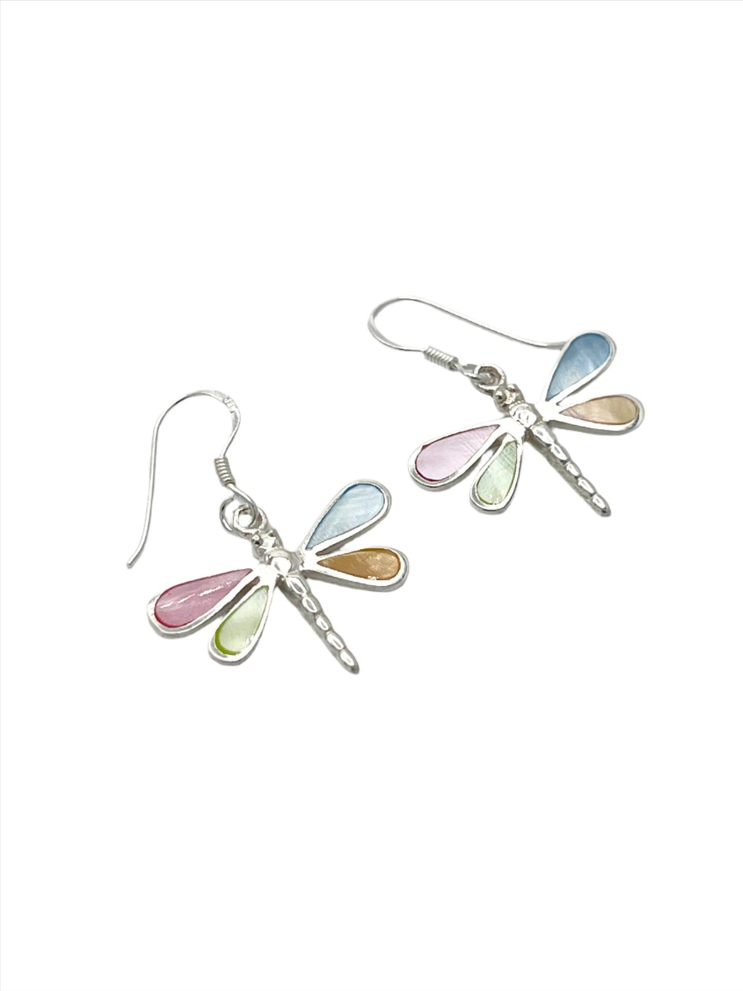 Sterling Silver Shell Dragonfly Earrings