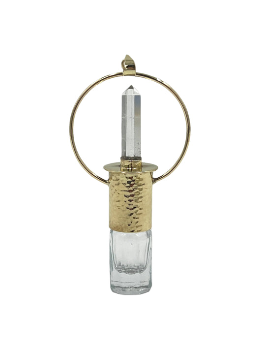 Clear Quartz Oil Bottle Bronze Pendants