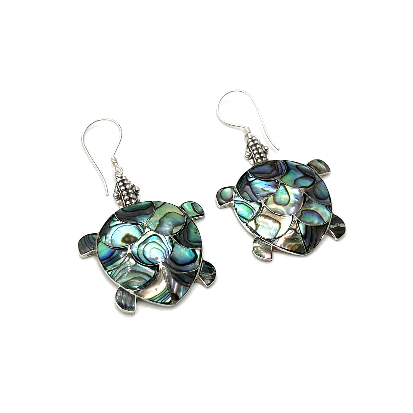 Sterling Silver Sea Turtles Abalone Earrings