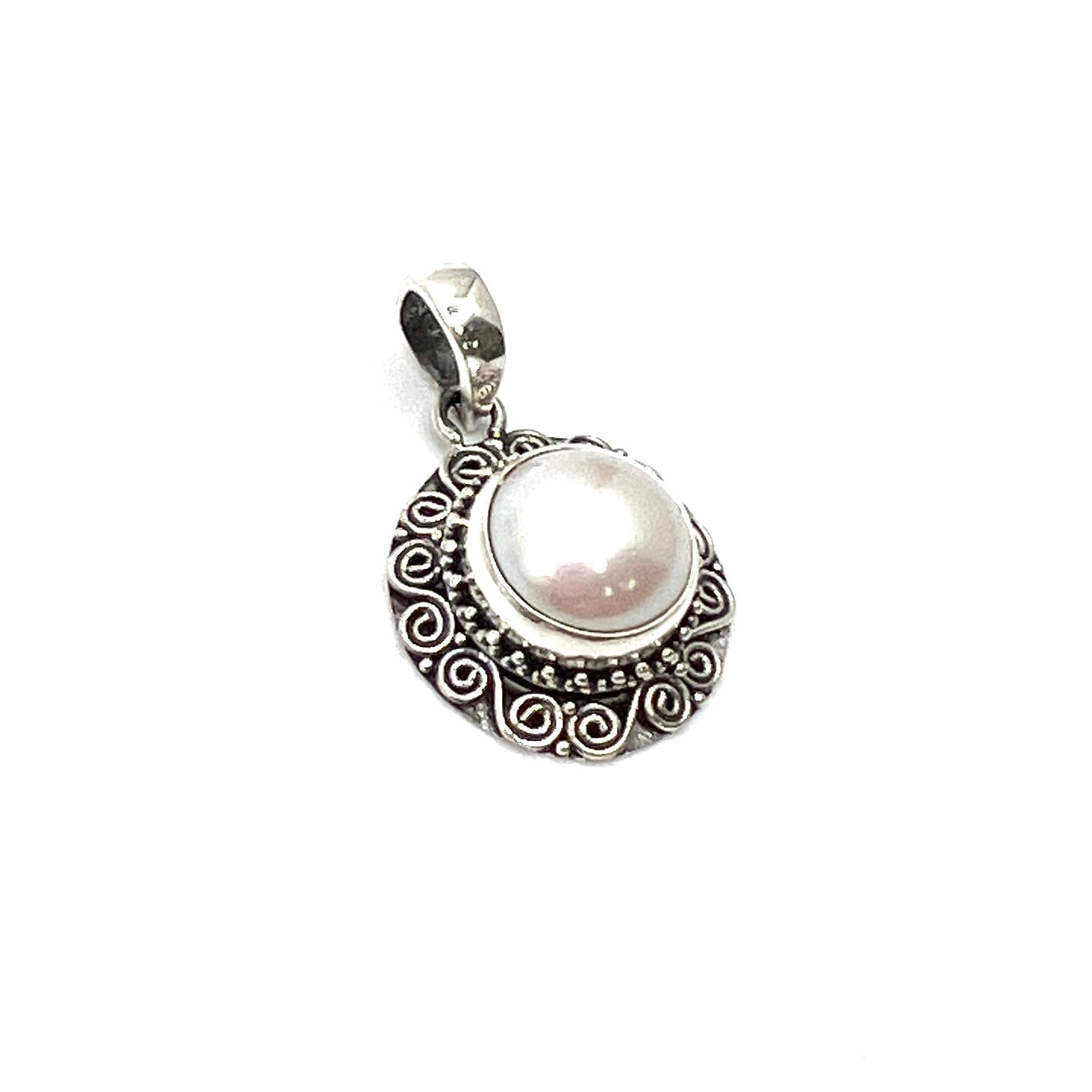 Sterling Silver Round Filigree Pearl Pendants
