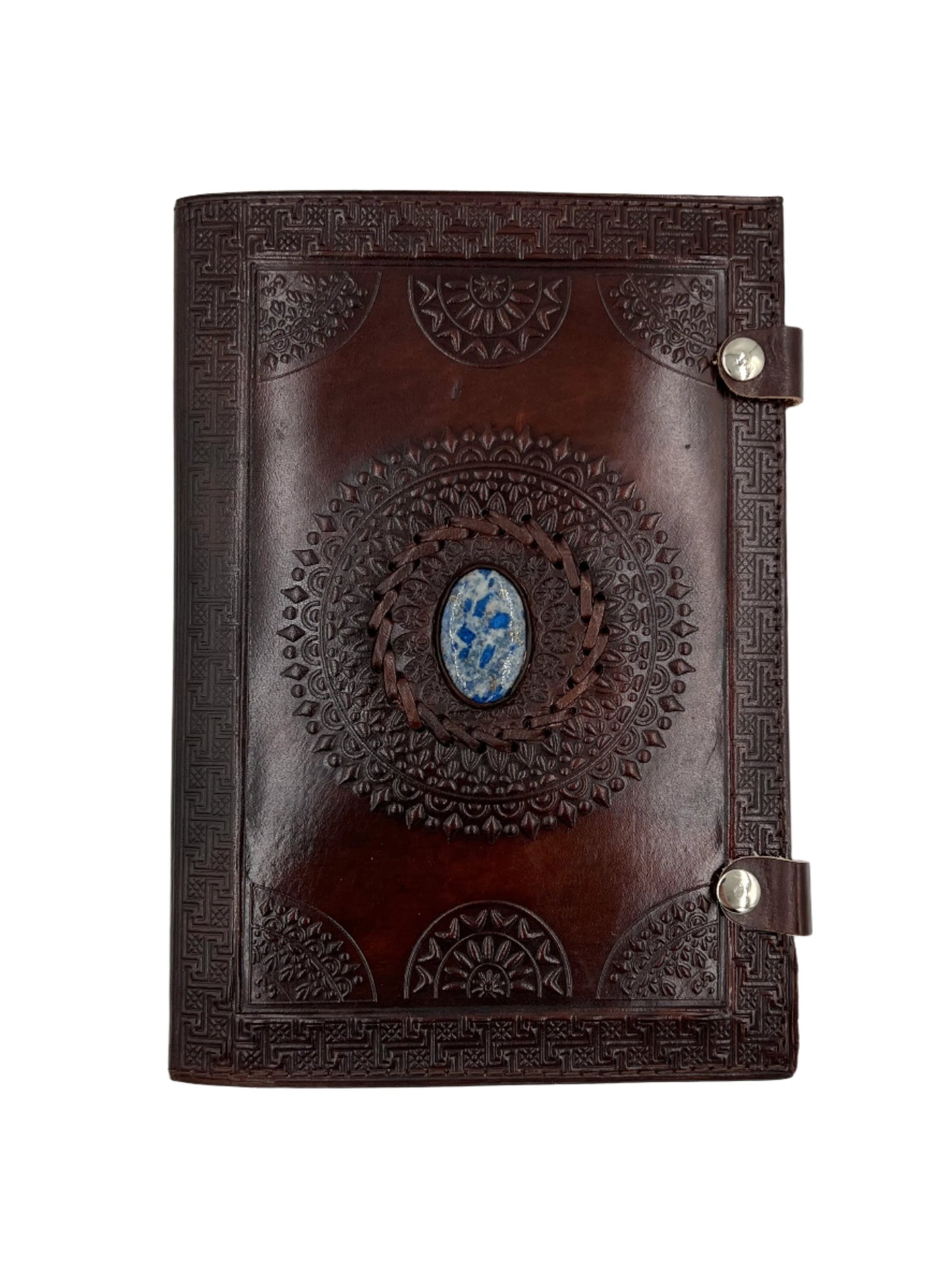 Camel Leather Gemstone Journal | Mandala | 10" x 7" x 1/2"