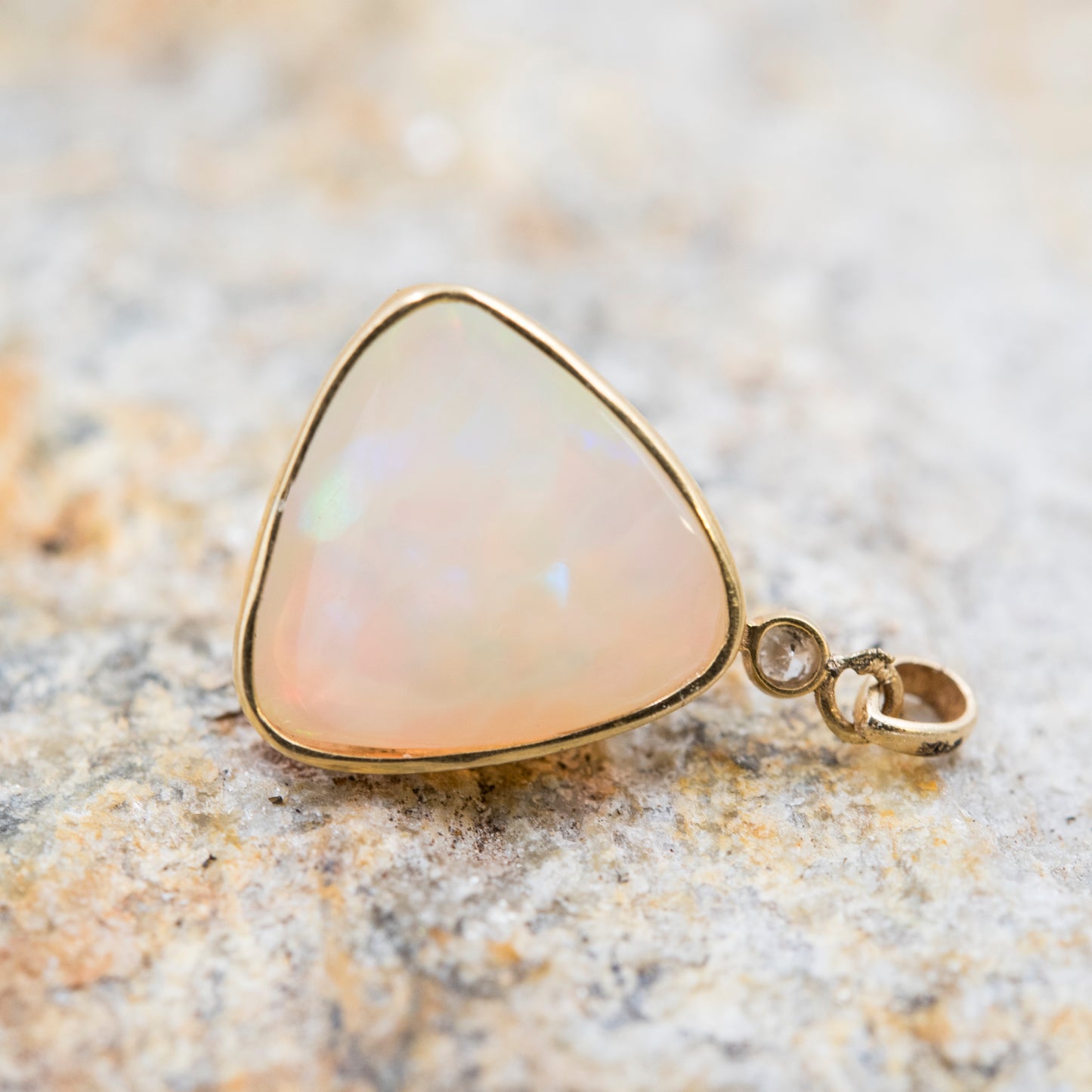 14 Karat Gold | Ethiopian Opal & Diamond Pendant