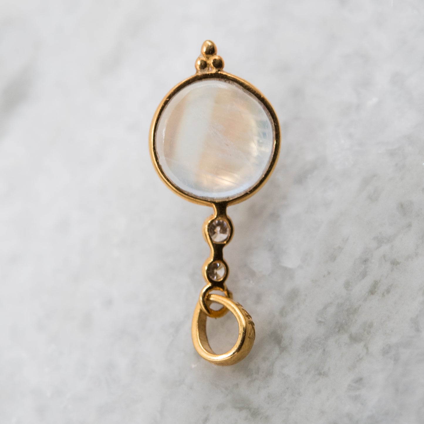 14 Karat Gold | Rainbow Moonstone & Diamond Pendants