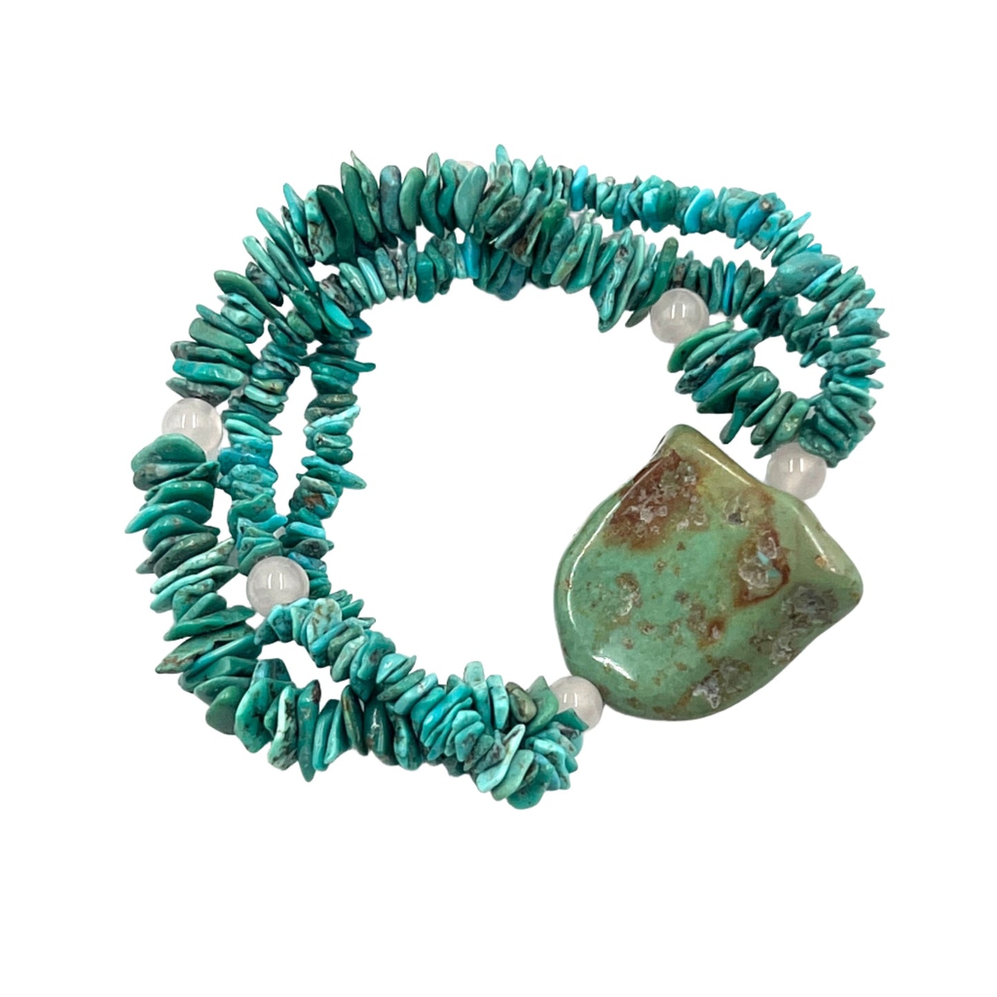 Turquoise Three strand Bracelets with Rose Quartz