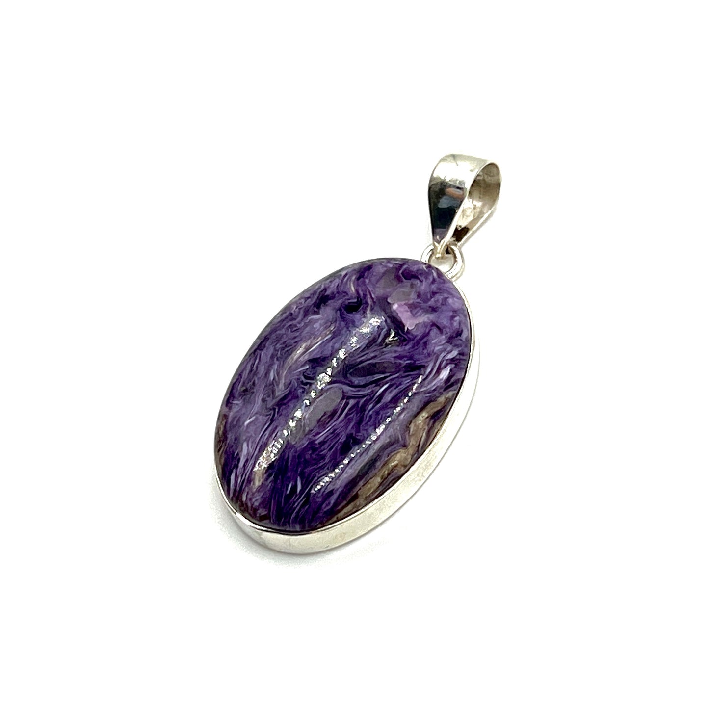 Sterling Silver Charoite Oval Pendants
