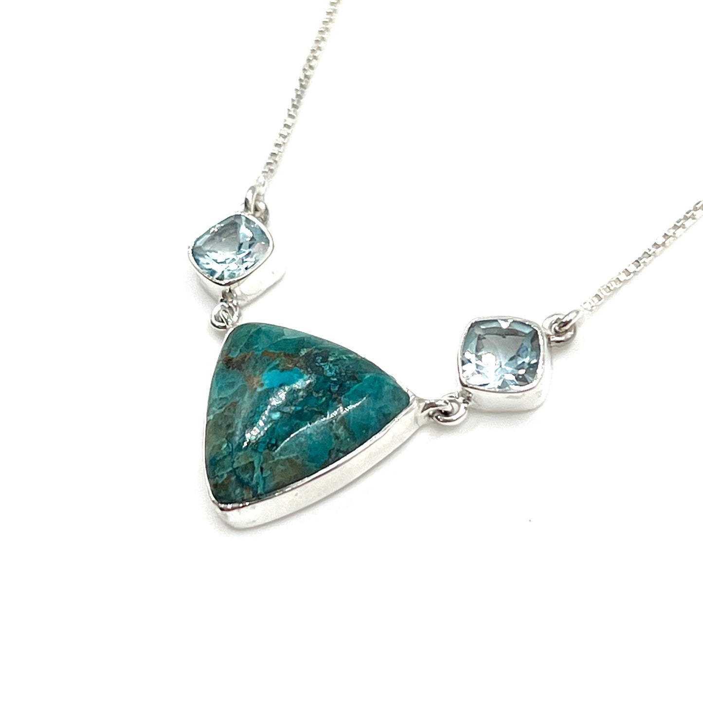 Sterling Silver Shattuckite & Blue Topaz Necklaces