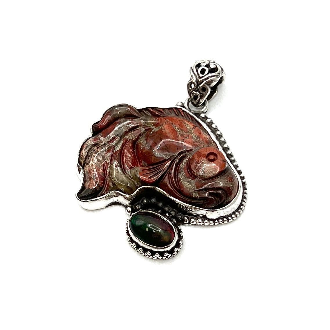 Opal & Jasper Fish Gemstone Pendants