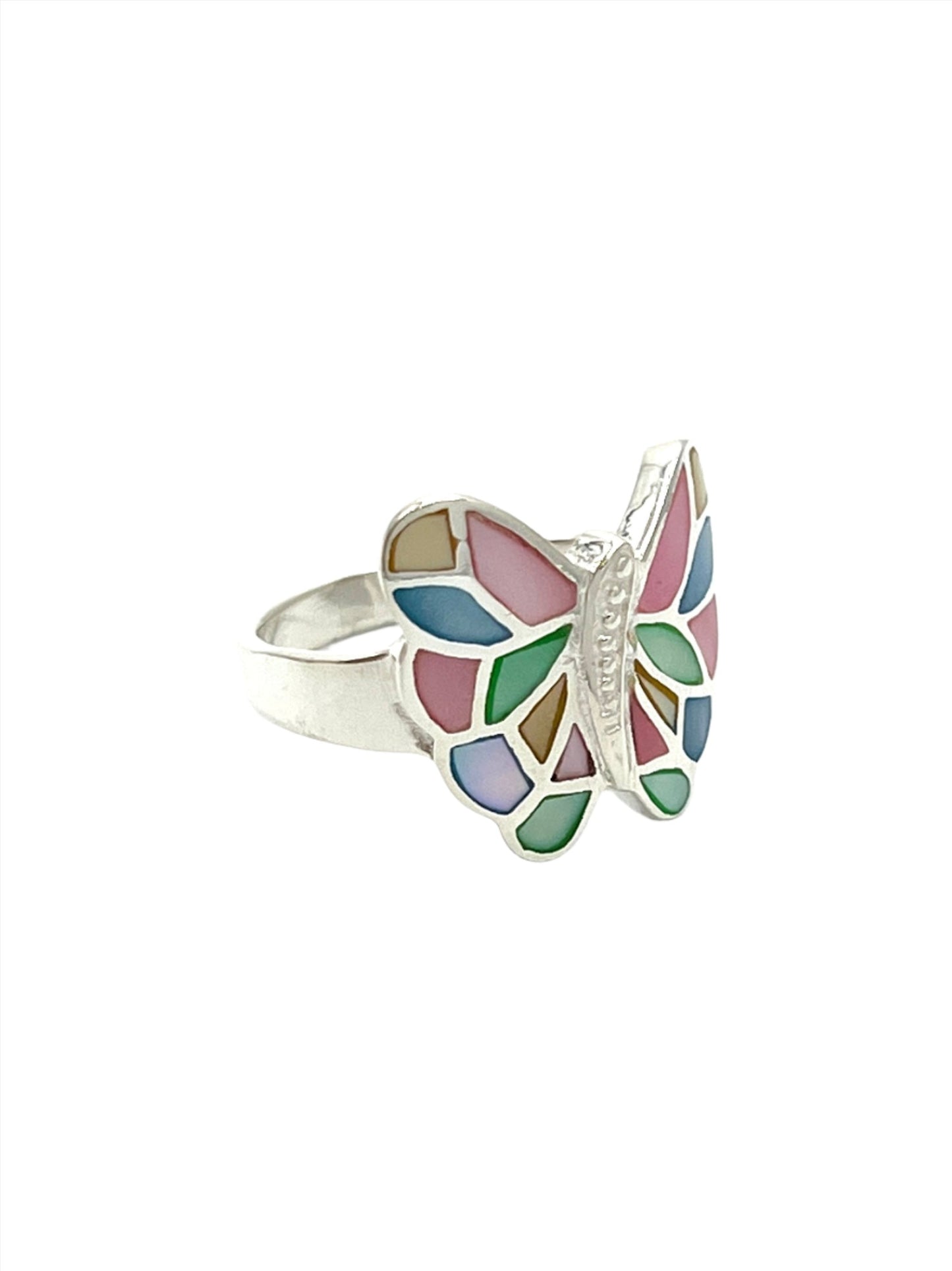 Sterling Silver Shell Butterfly Rings
