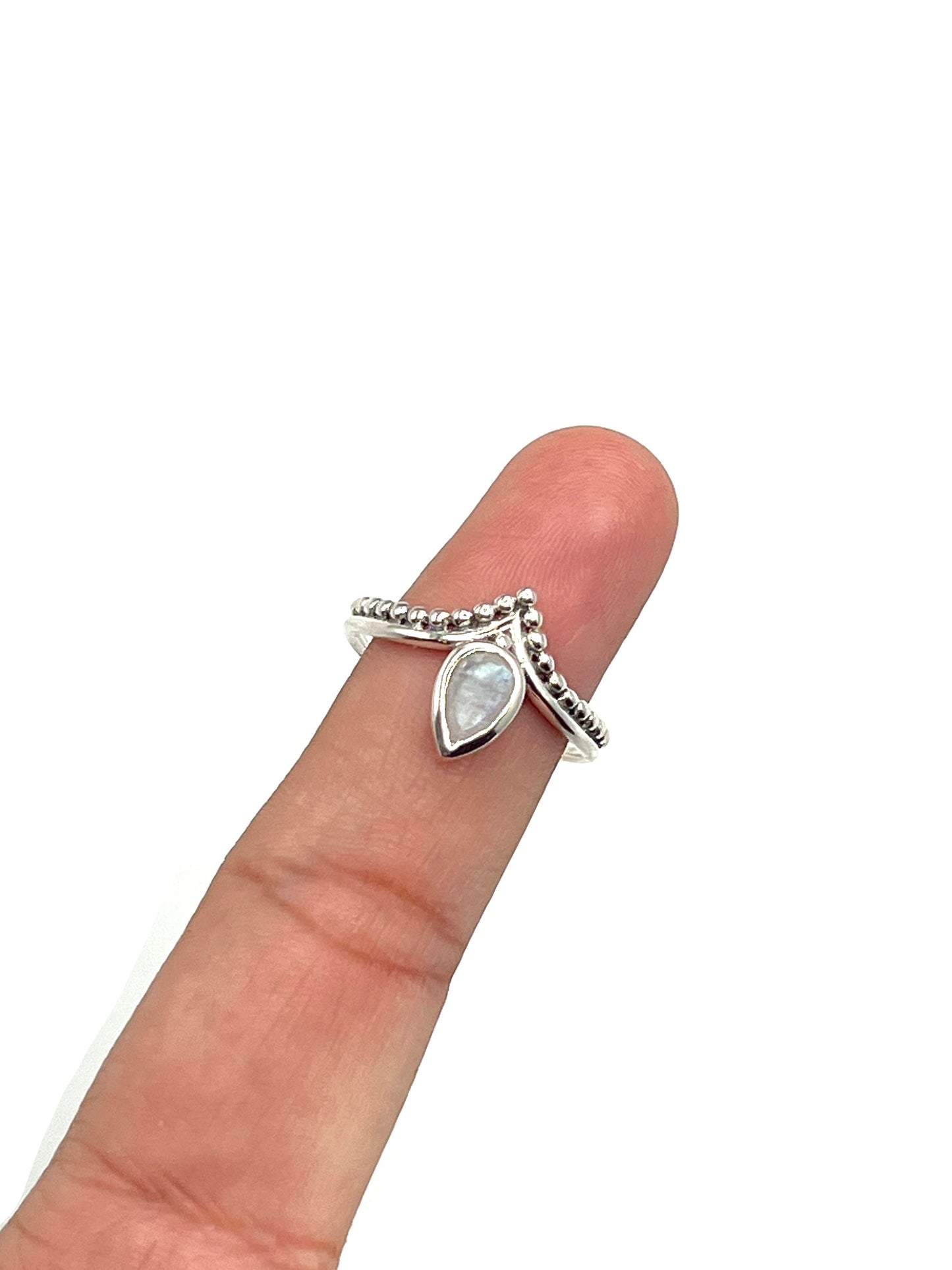 Beaded Teardrop Gemstone Rings