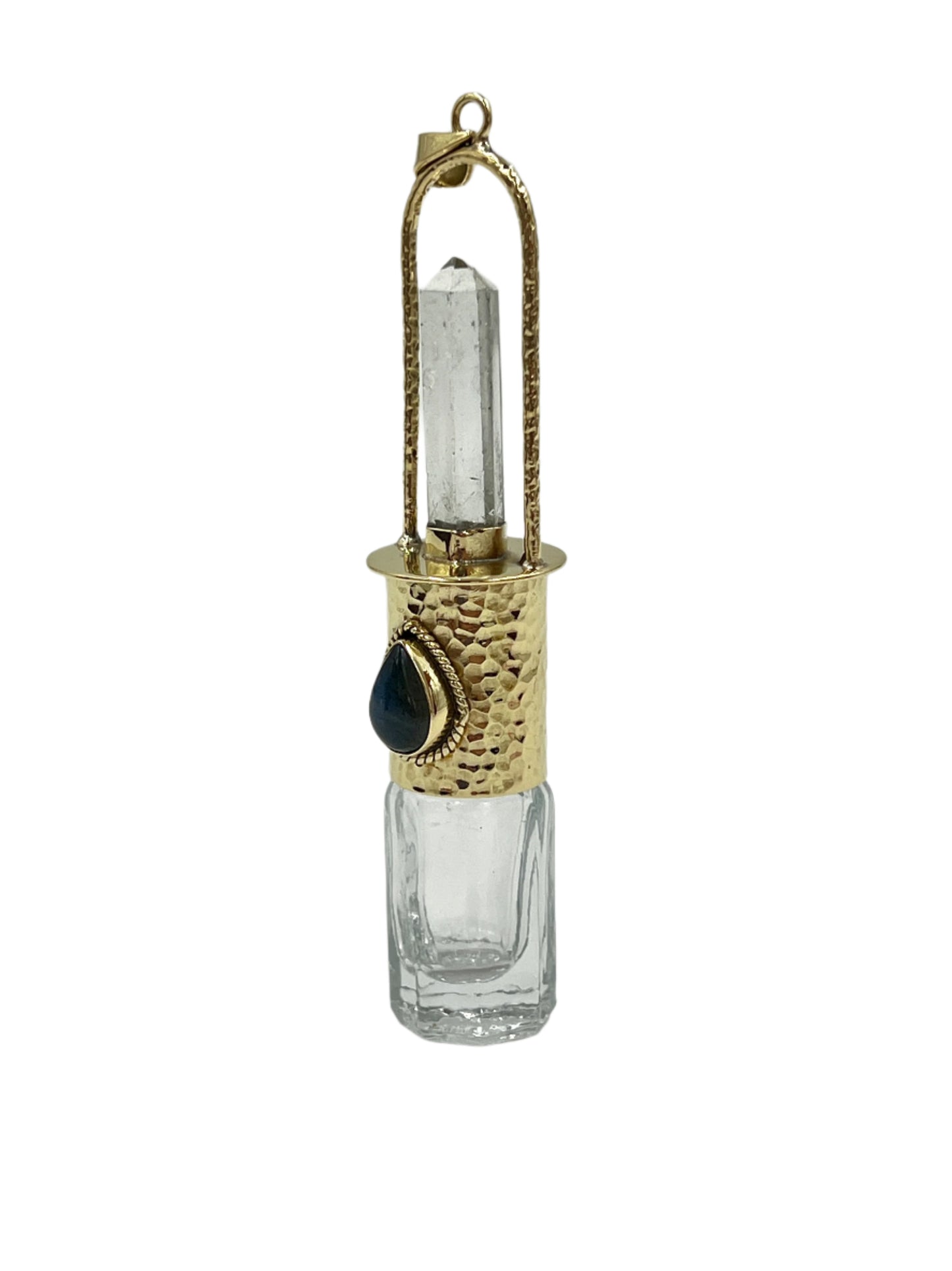 Labradorite Teardrop Oil Bottle Bronze Pendants