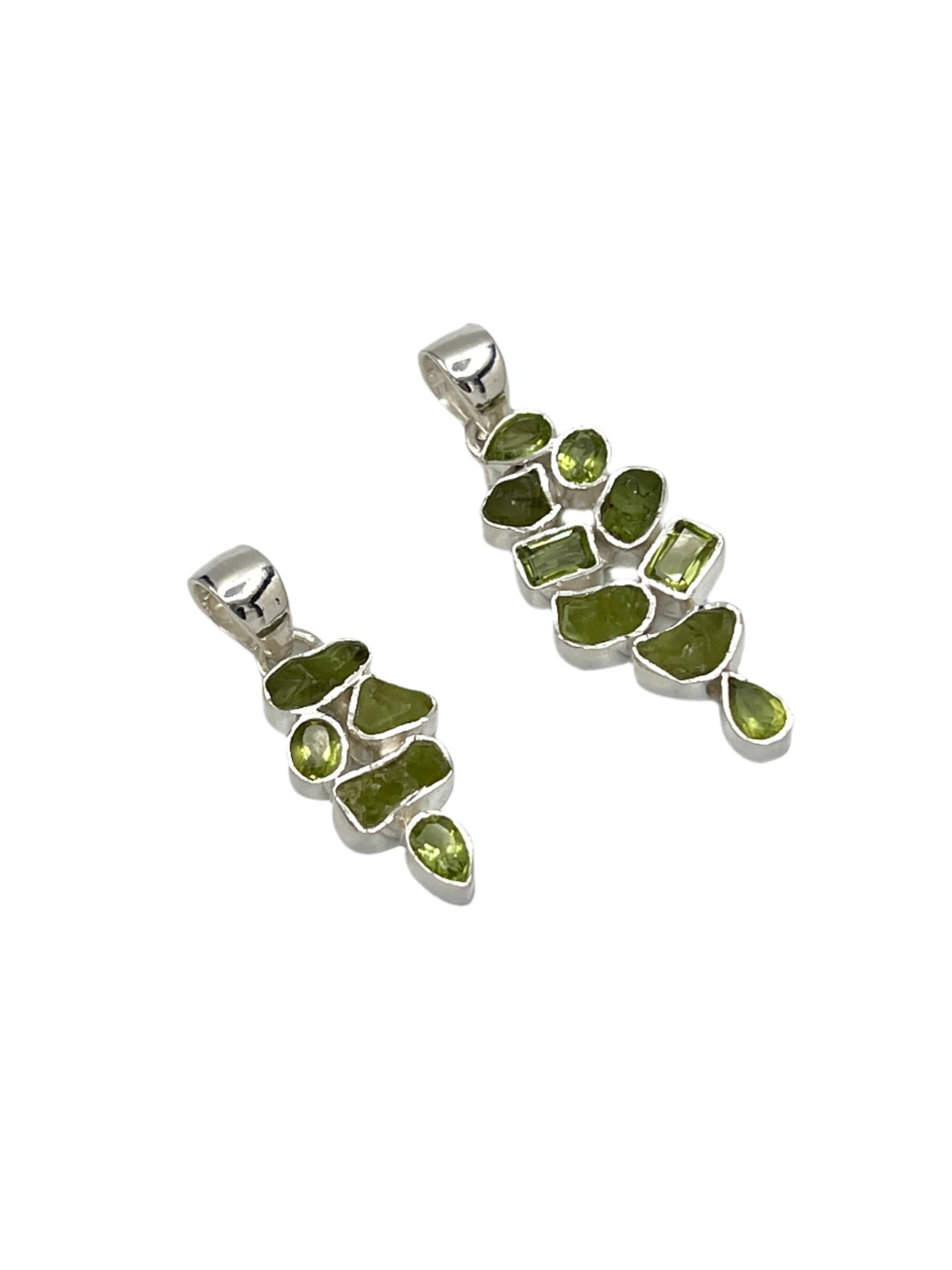 Sterling Silver Peridot Freeform Pendants