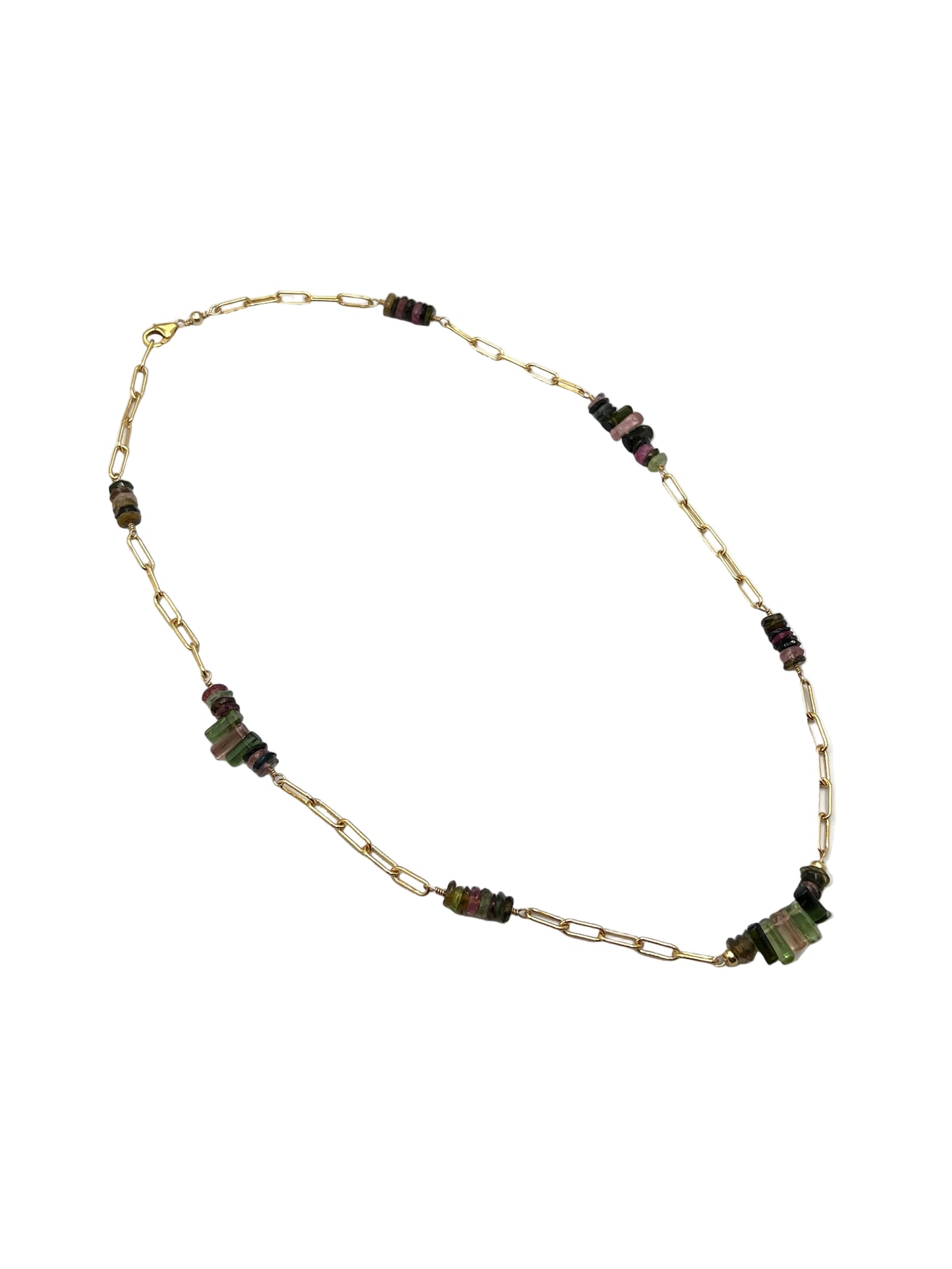 Watermelon Tourmaline Gold Filled Necklaces