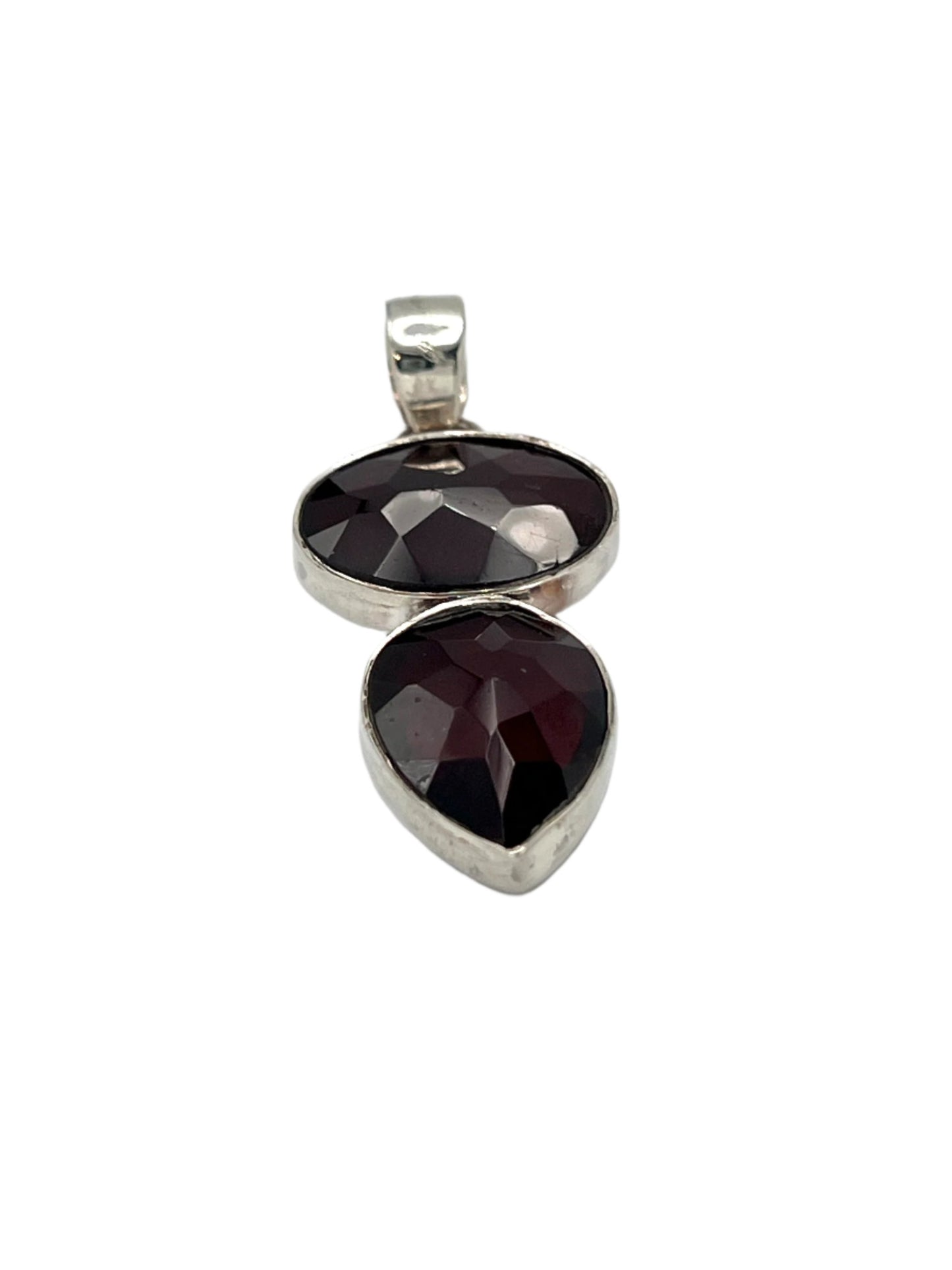 Sterling Silver Garnet Faceted Pendants