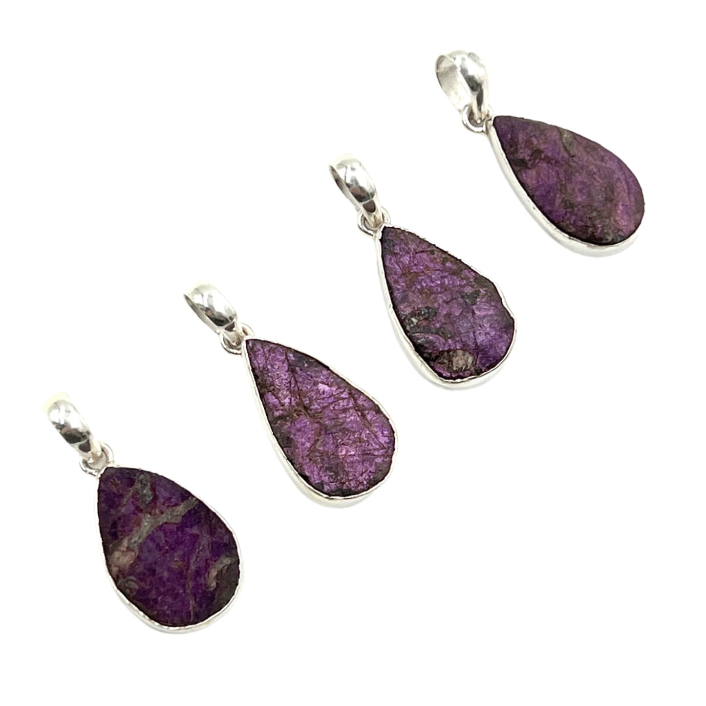 Raw Purpurite Teardrop Pendants