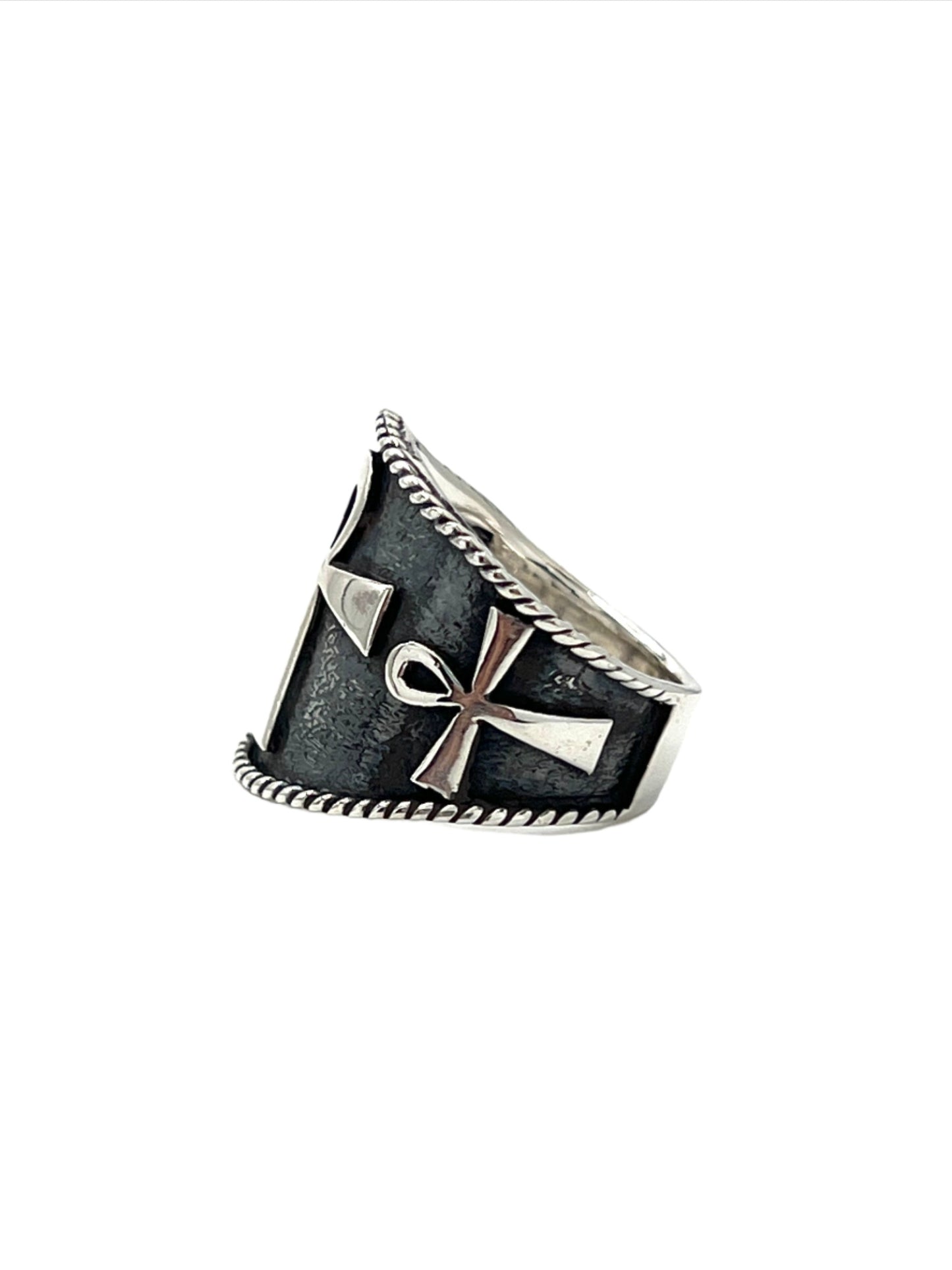 Sterling Silver Triple Ankh Ring