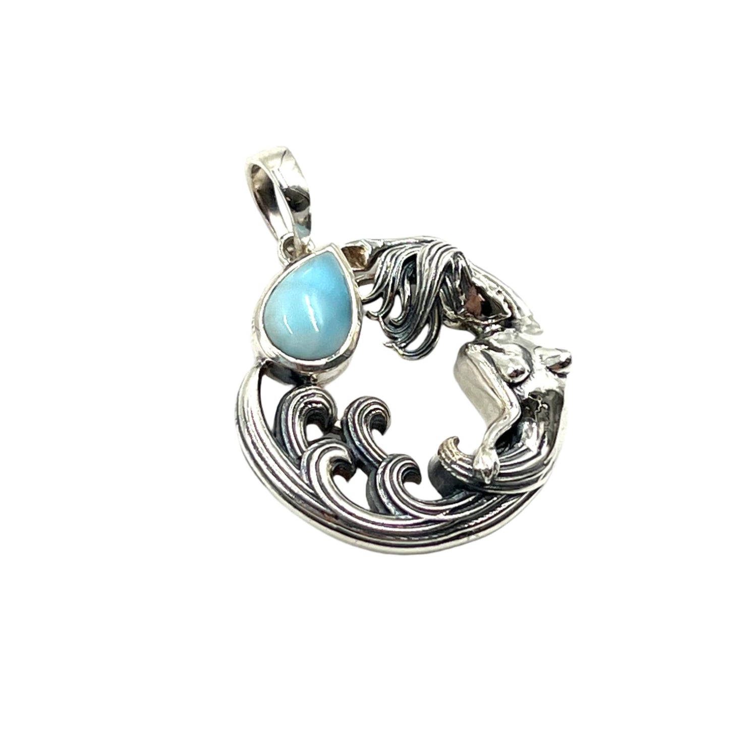 Sterling Silver Mermaid Larimar Pendants