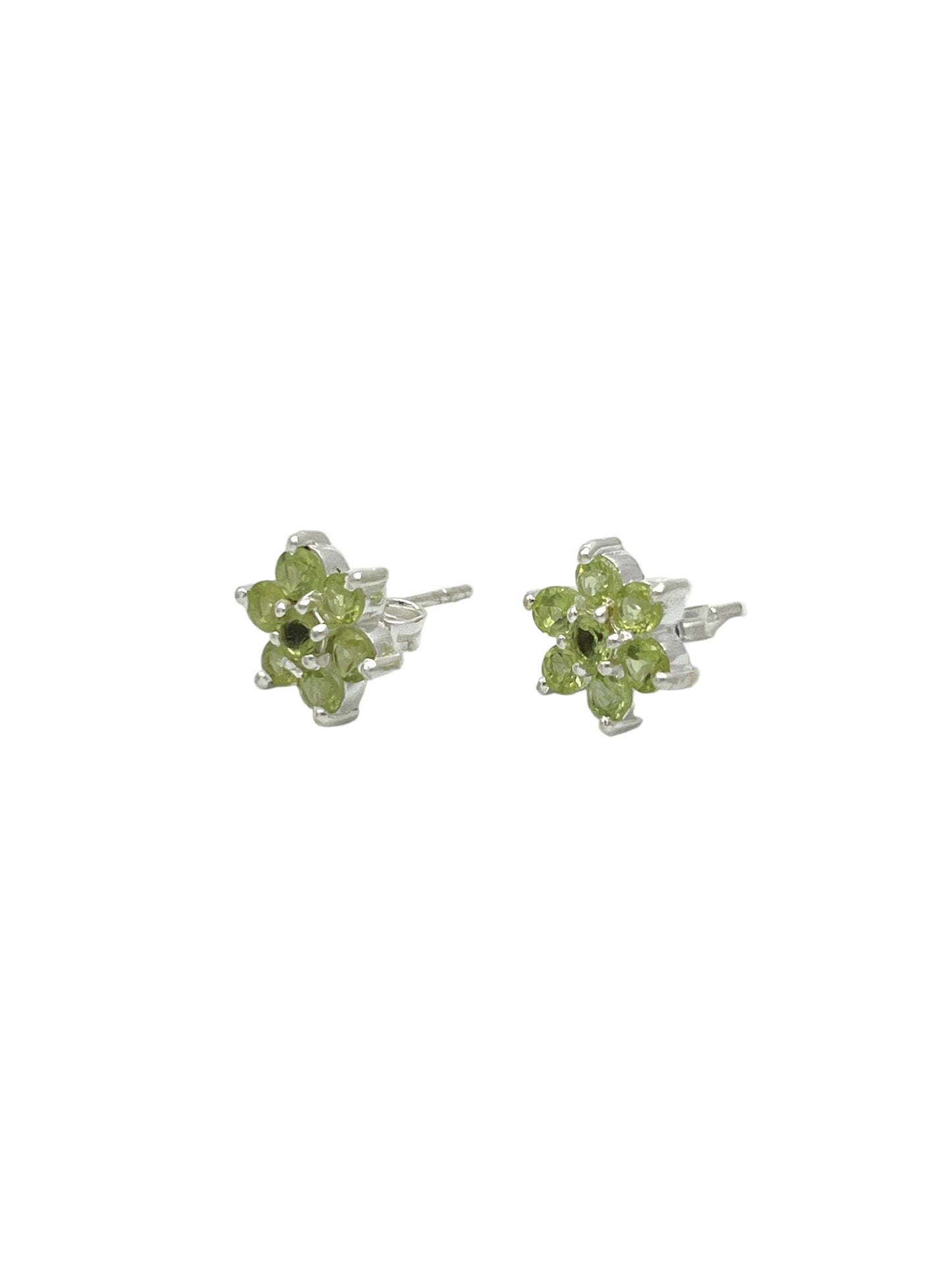Faceted Gemstone Flower Stud