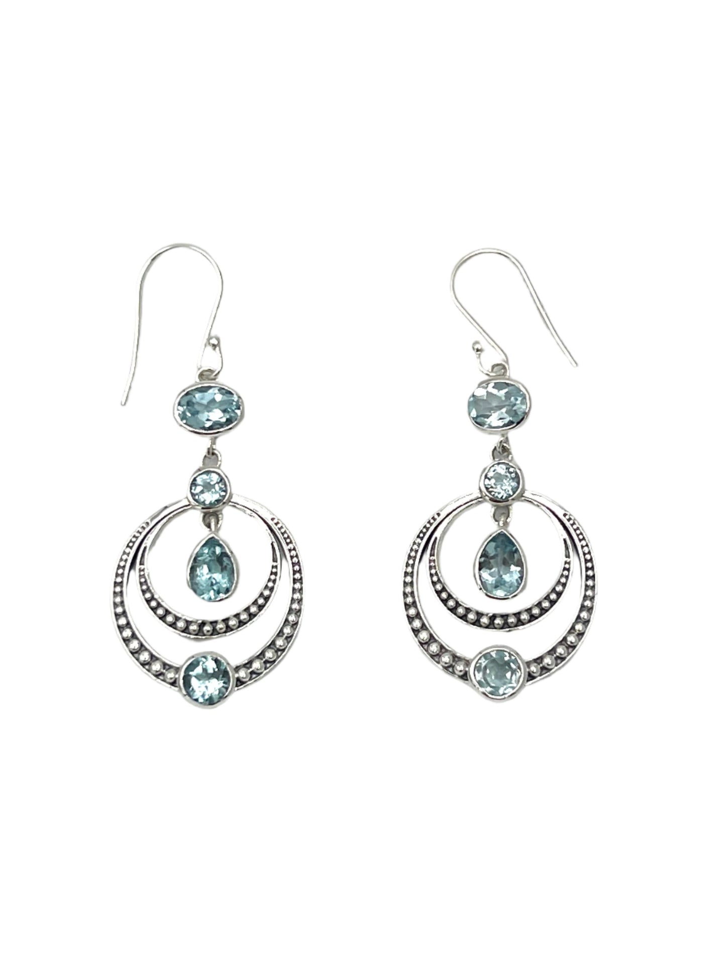 Sterling Silver Gemstone Circle Chandelier Earrings
