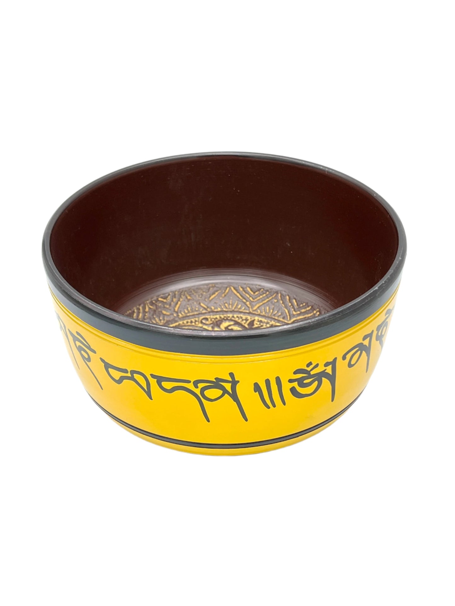 Yellow Om Mani Padme Hum Himalayan Singing Bowls