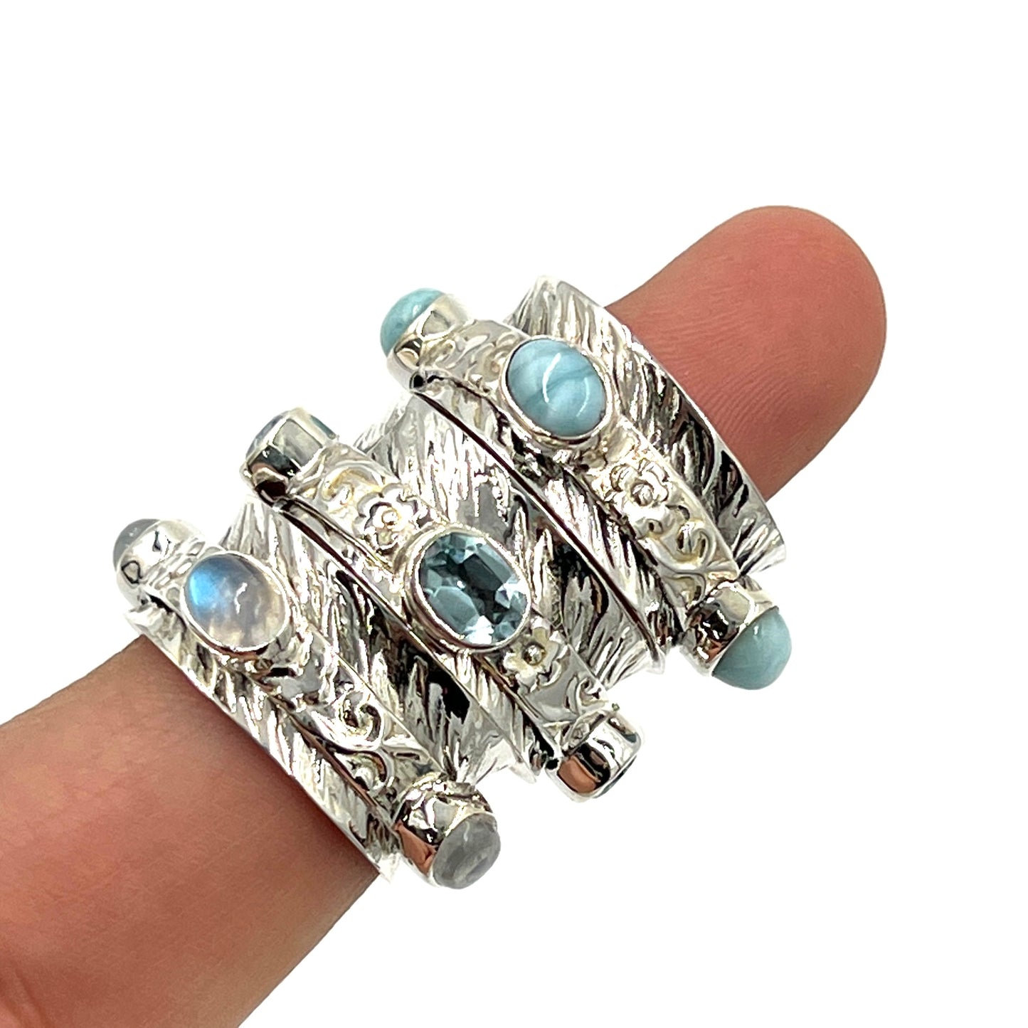 Sterling Silver Gemstone Spinner Ring