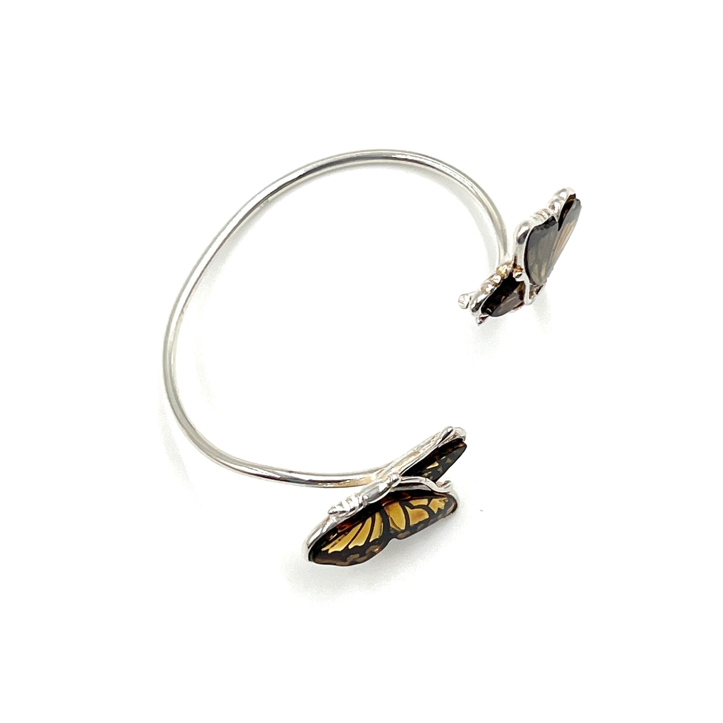 Sterling Silver Amber Butterfly Cuff