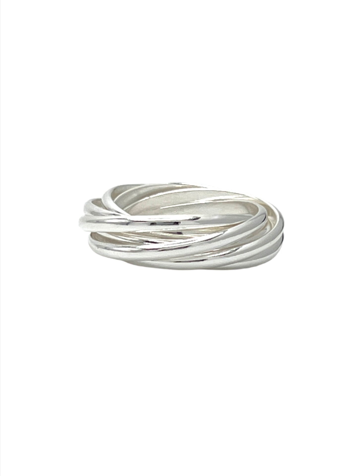 Sterling Silver Thin Seven Band Roll Ring