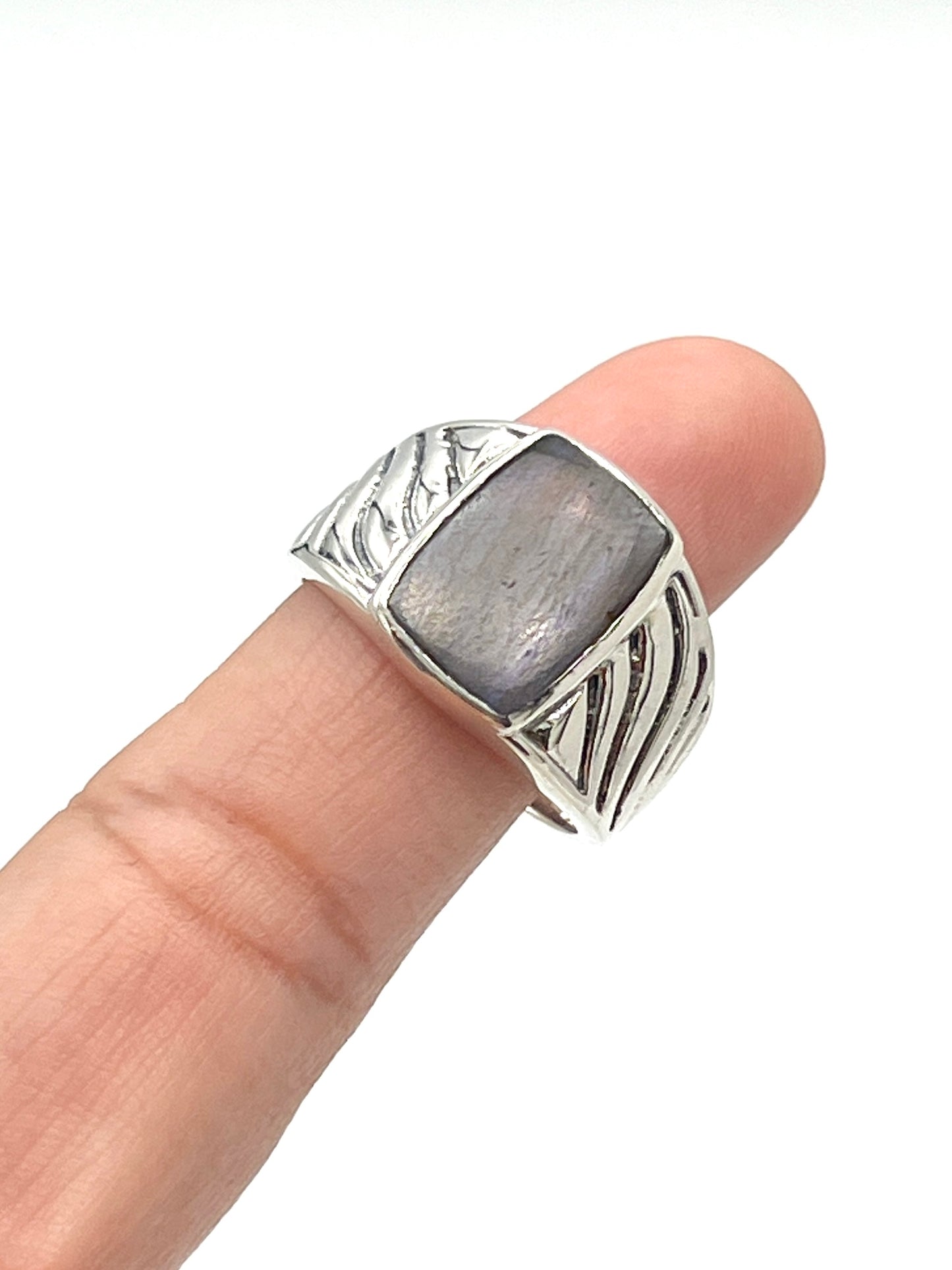 Sterling Silver Gemstone Wave Design Rings