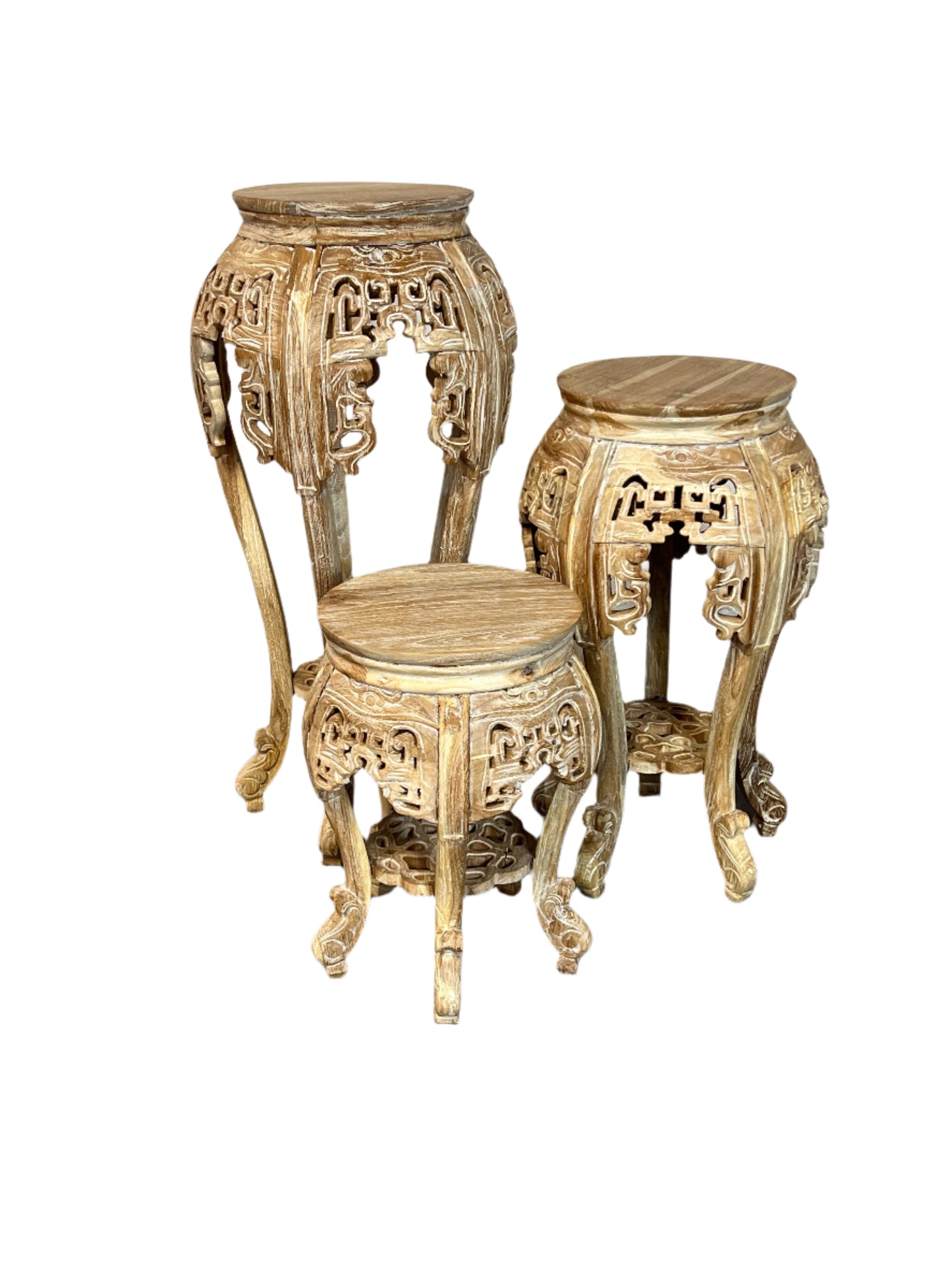 White Washed Teakwood Accent Tables