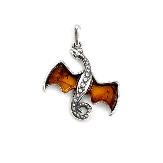 Amber Flying Dragon Pendant