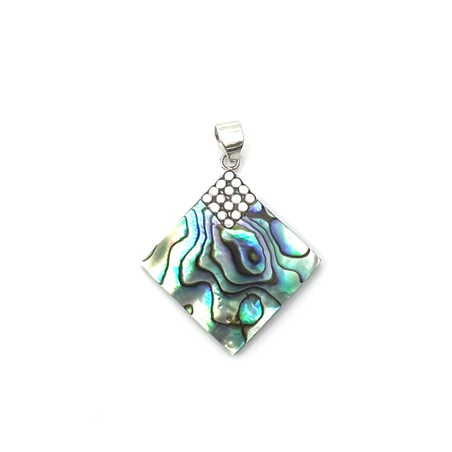 Sterling Silver Diamond Abalone Pendants