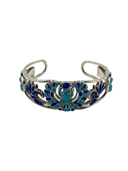 Large Silver Flying Scarab Cuff