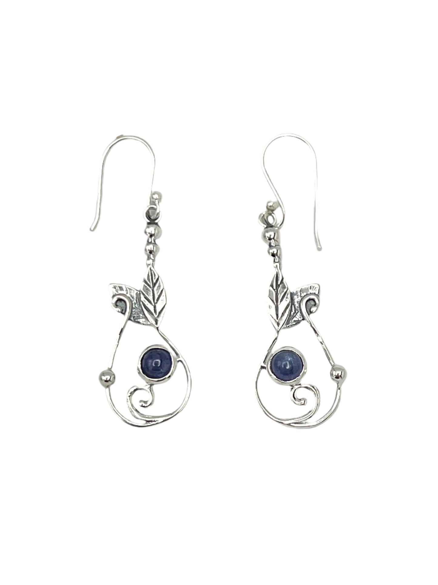 Sterling Silver Tanzanite Leaf Earrings